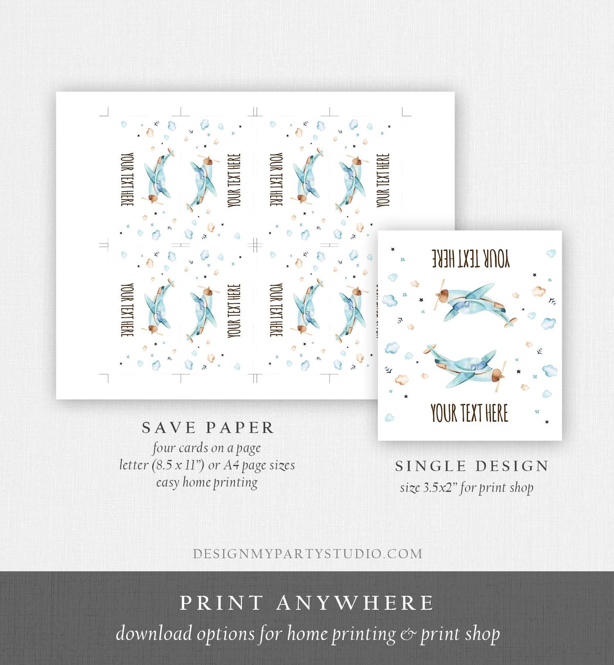 Editable Airplane Food Labels Airplane Baby Shower Name Cards Tent Card Insert Boy Adventure Travel Digital Download Template Printable 0185