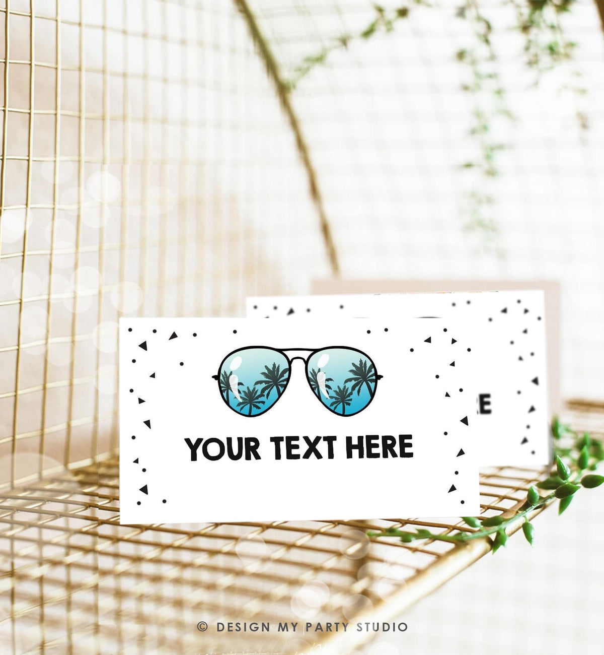 Editable Two Cool Food Label Sunglasses Place Card Tent Card Insert Card 2nd Birthday Summer Pool Party Digital Template Printable 0136