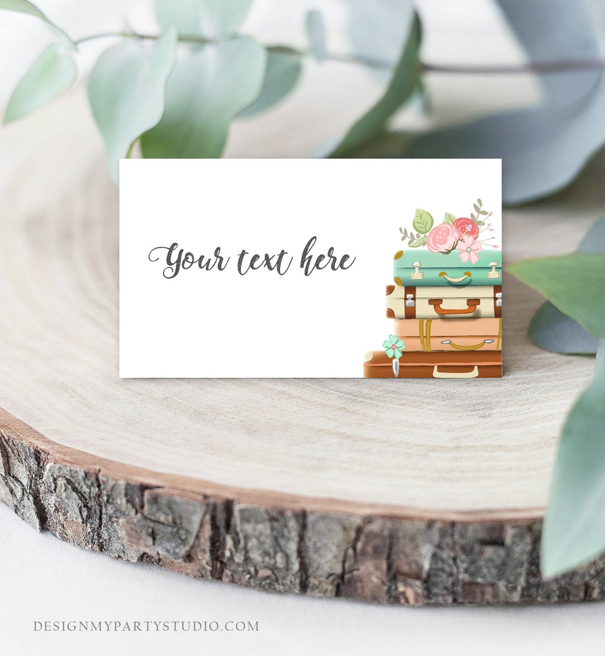 Editable Travel Adventure Food Label Place Card Traveling to Mrs Tent Card Adventure Bridal Shower Suitcases Digital Template Printable 0044