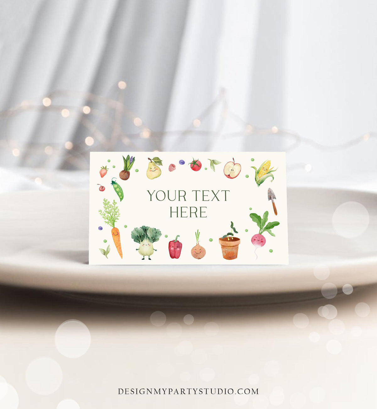Editable Little Sprout Food Labels Locally Grown Baby Shower Birthday Party Fruits Vegetables Farmers Market Card Digital Template 0544