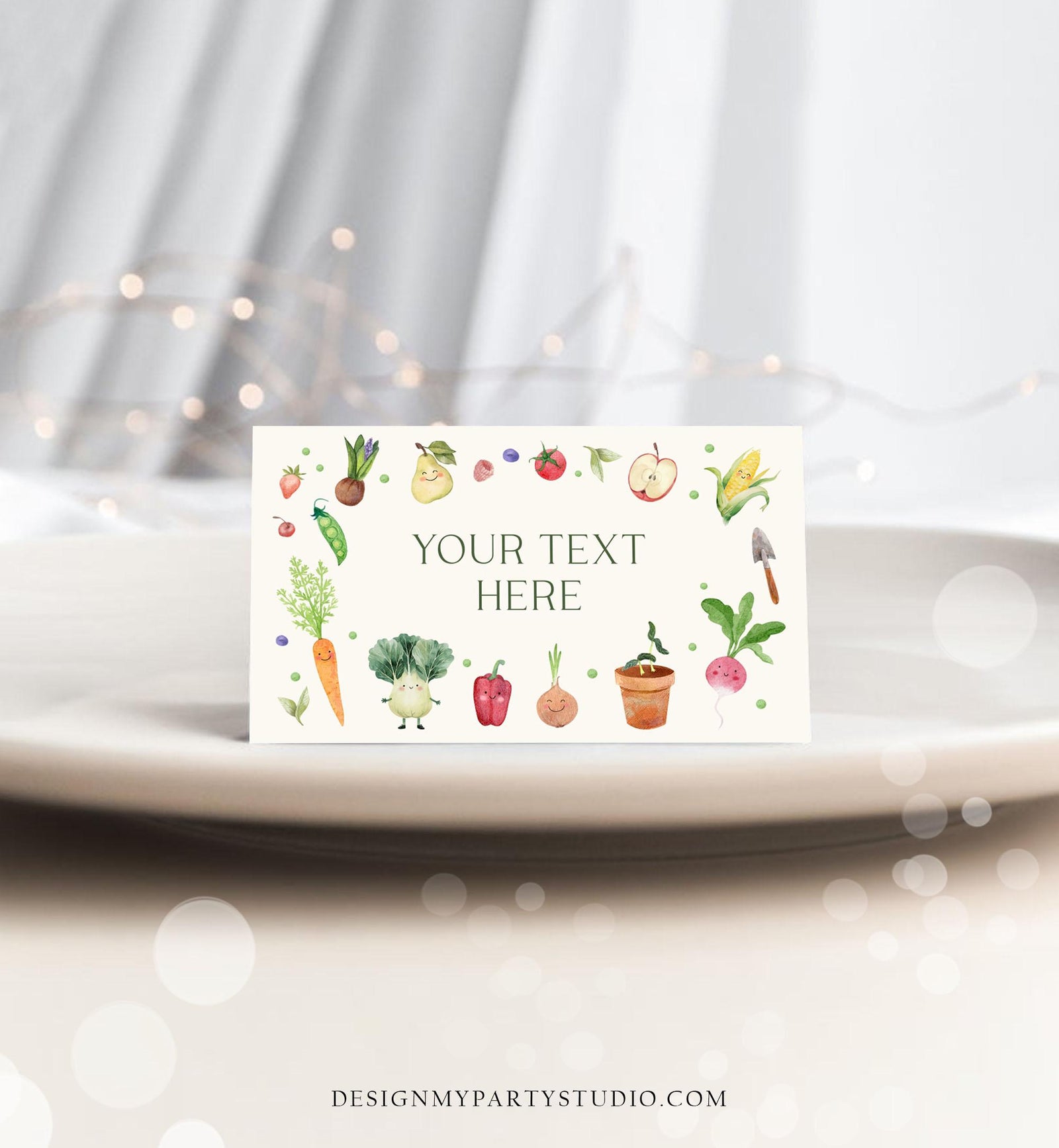Editable Little Sprout Food Labels Locally Grown Baby Shower Birthday Party Fruits Vegetables Farmers Market Card Digital Template 0544