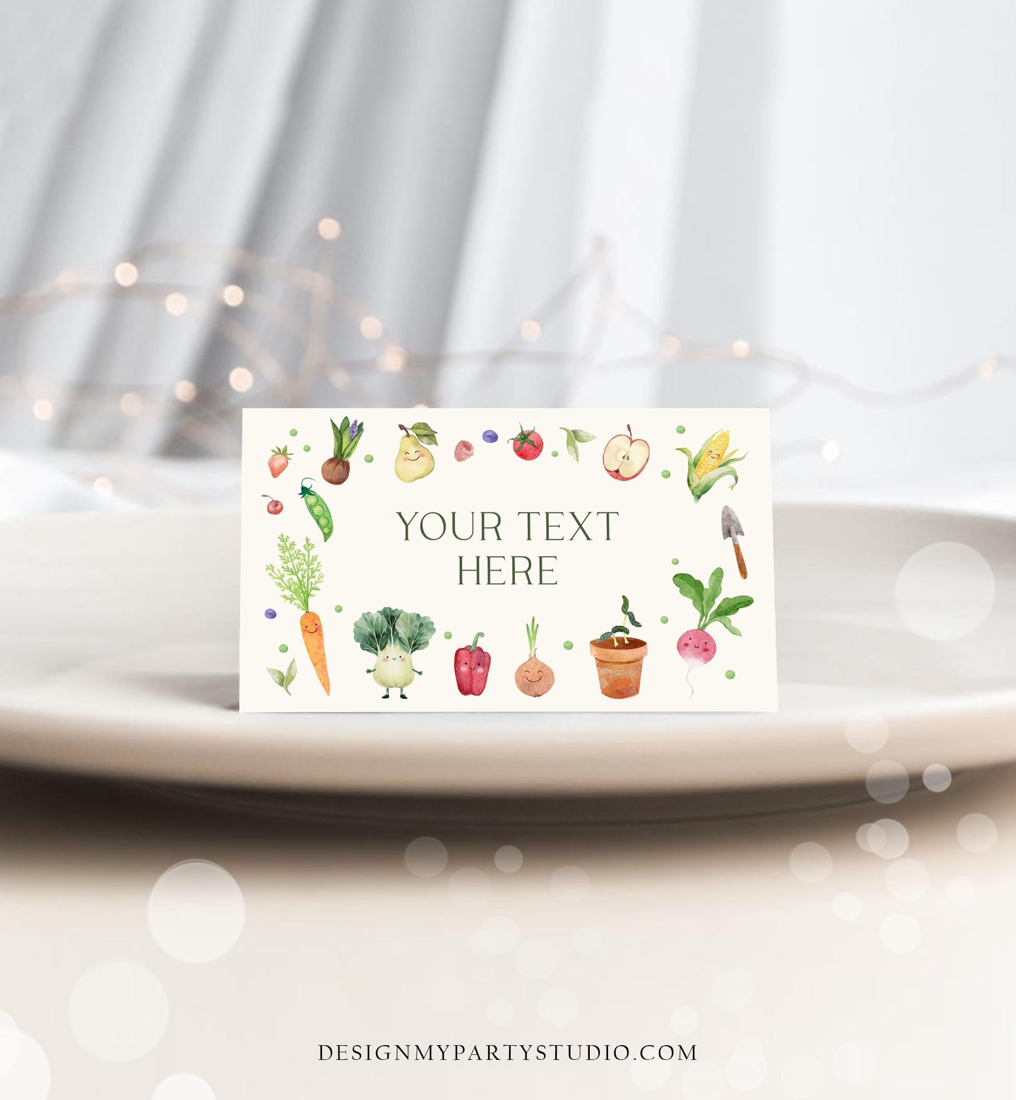 Editable Little Sprout Food Labels Locally Grown Baby Shower Birthday Party Fruits Vegetables Farmers Market Card Digital Template 0544