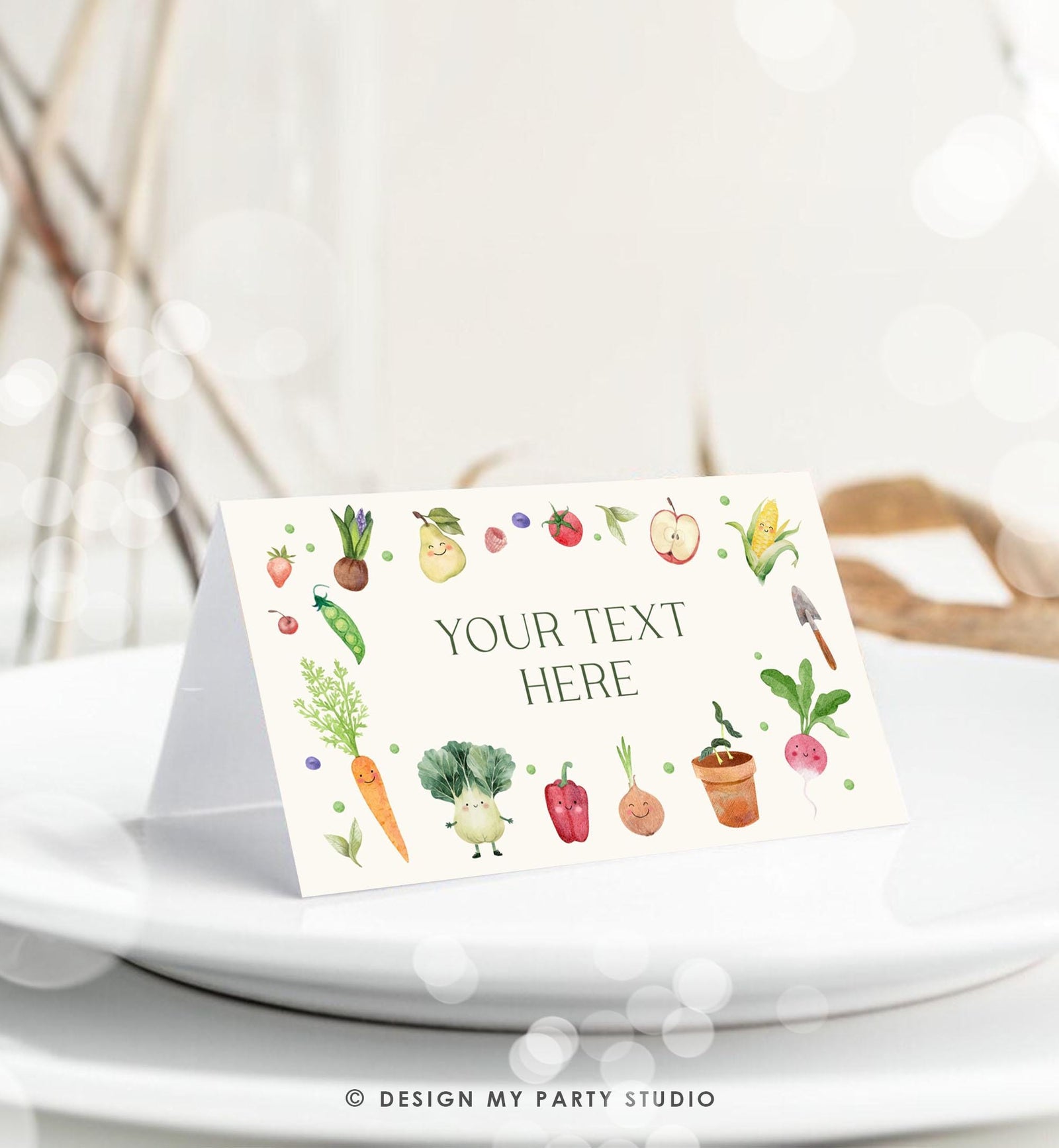 Editable Little Sprout Food Labels Locally Grown Baby Shower Birthday Party Fruits Vegetables Farmers Market Card Digital Template 0544