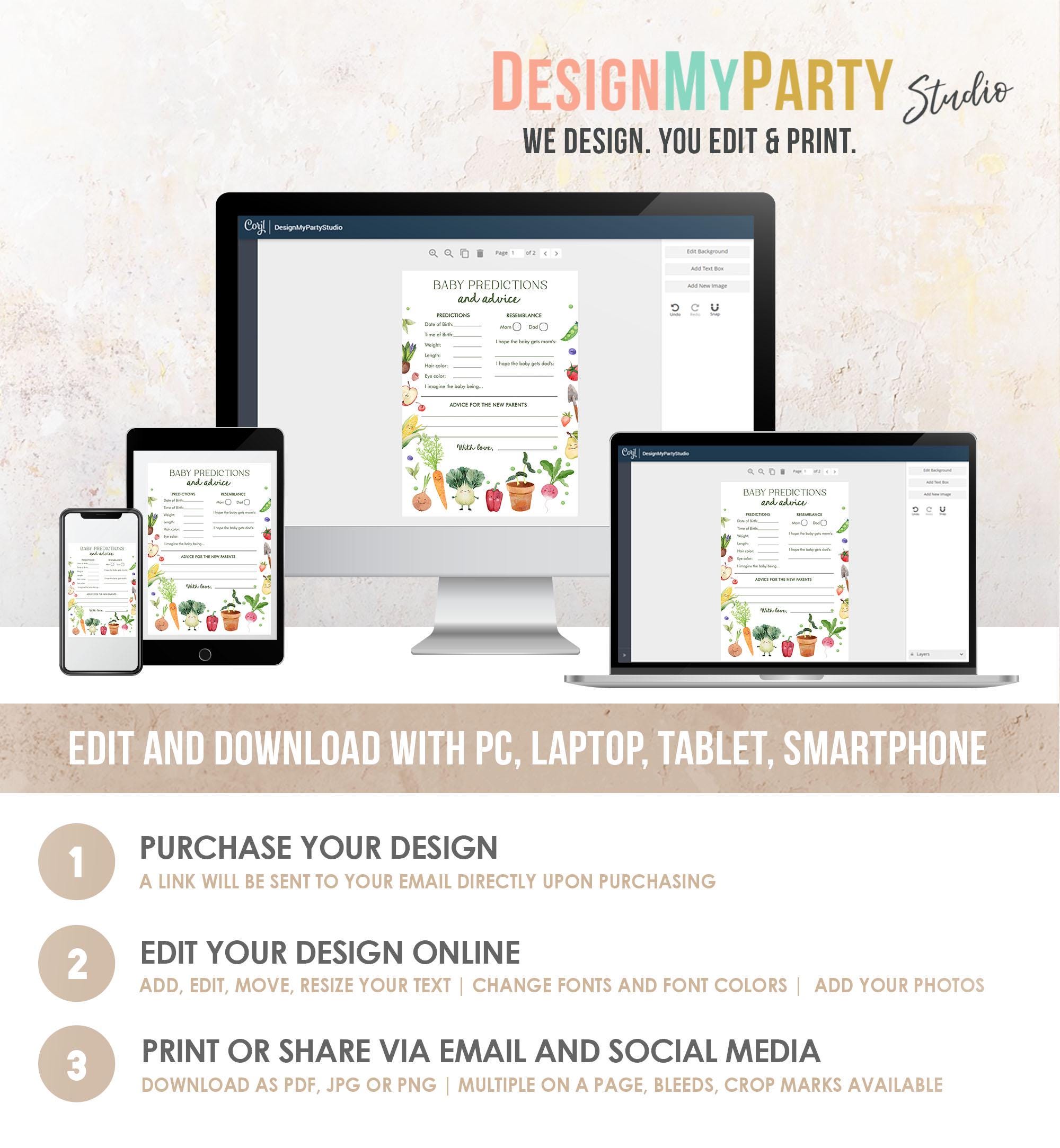 Editable Baby Predictions and Advice Little Sprout Baby Shower Game Neutral Farmers Market Locally Grown Digital Template Printable 0544