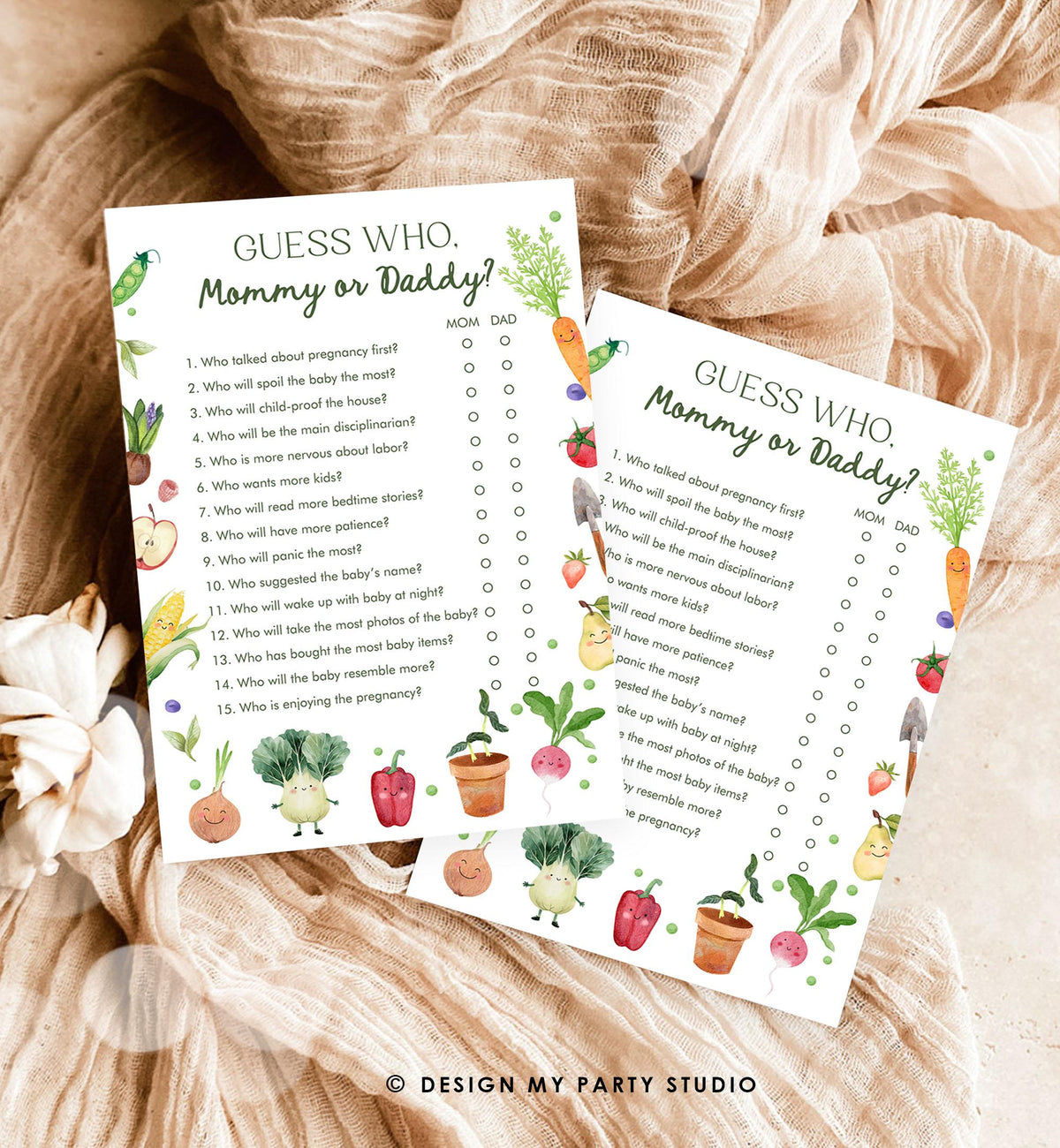 Editable Guess Who Mommy or Daddy Little Sprout Baby Shower Game Mom or Dad Farmers Market Locally Grown Digital Template Printable 0544