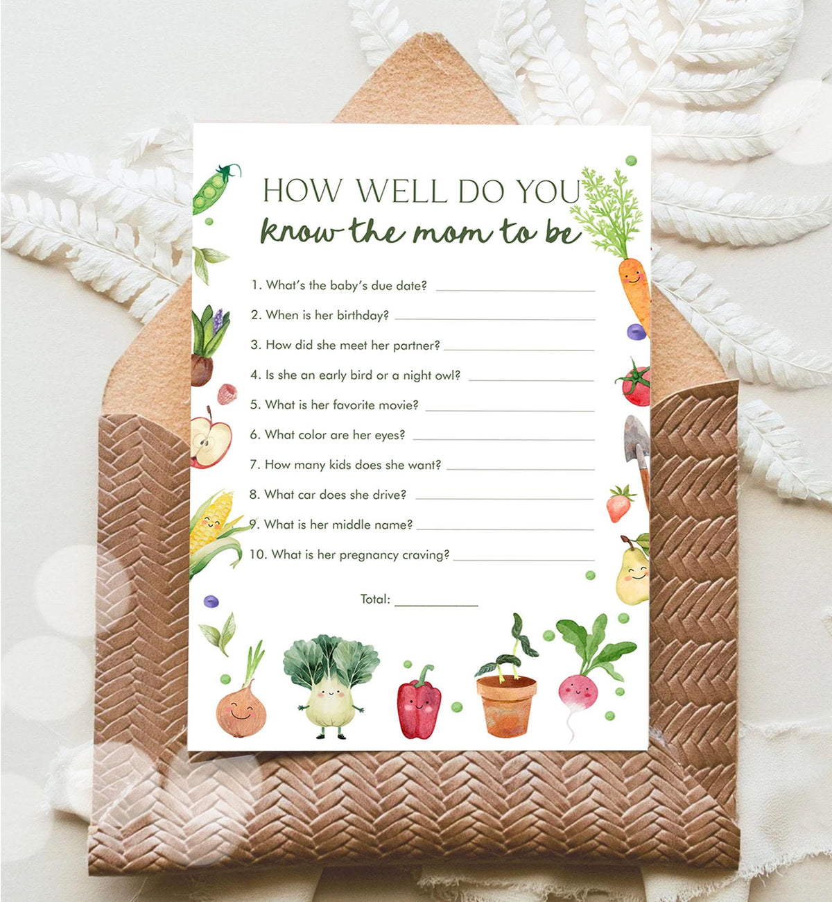 Editable How Well Do You Kow The Mom The Be baby Shower Game Card Little Sprout Farmers Market Locally Grown Digital Template Printable 0544
