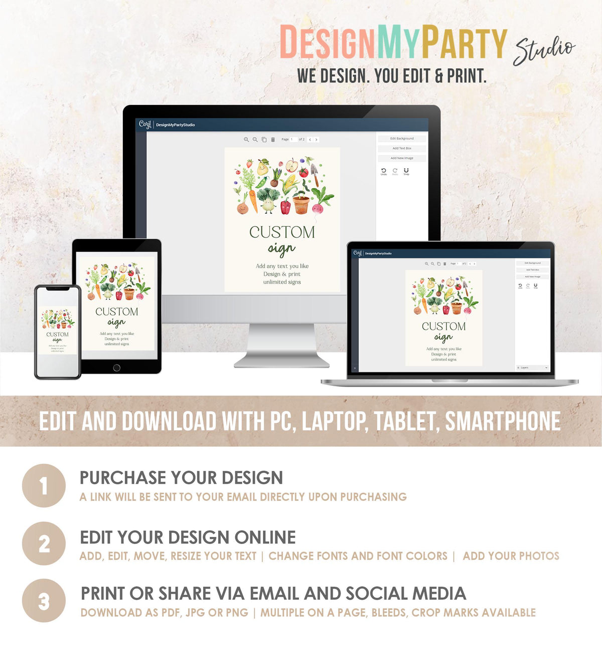 Editable Custom Sign Locally Grown Baby Shower Little Sprout Farmers Market Table Sign Birthday 8x10 Digital Template Printable 0544