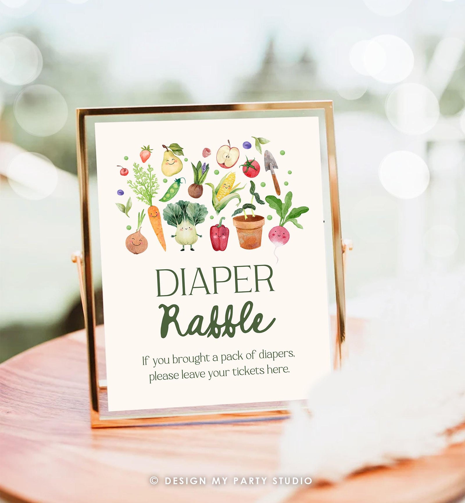 Diaper Raffle Sign Baby Shower Locally Grown Little Sprout Diaper Ticket Table Sign Gender Neutral Decor Digital Download Printable 0544