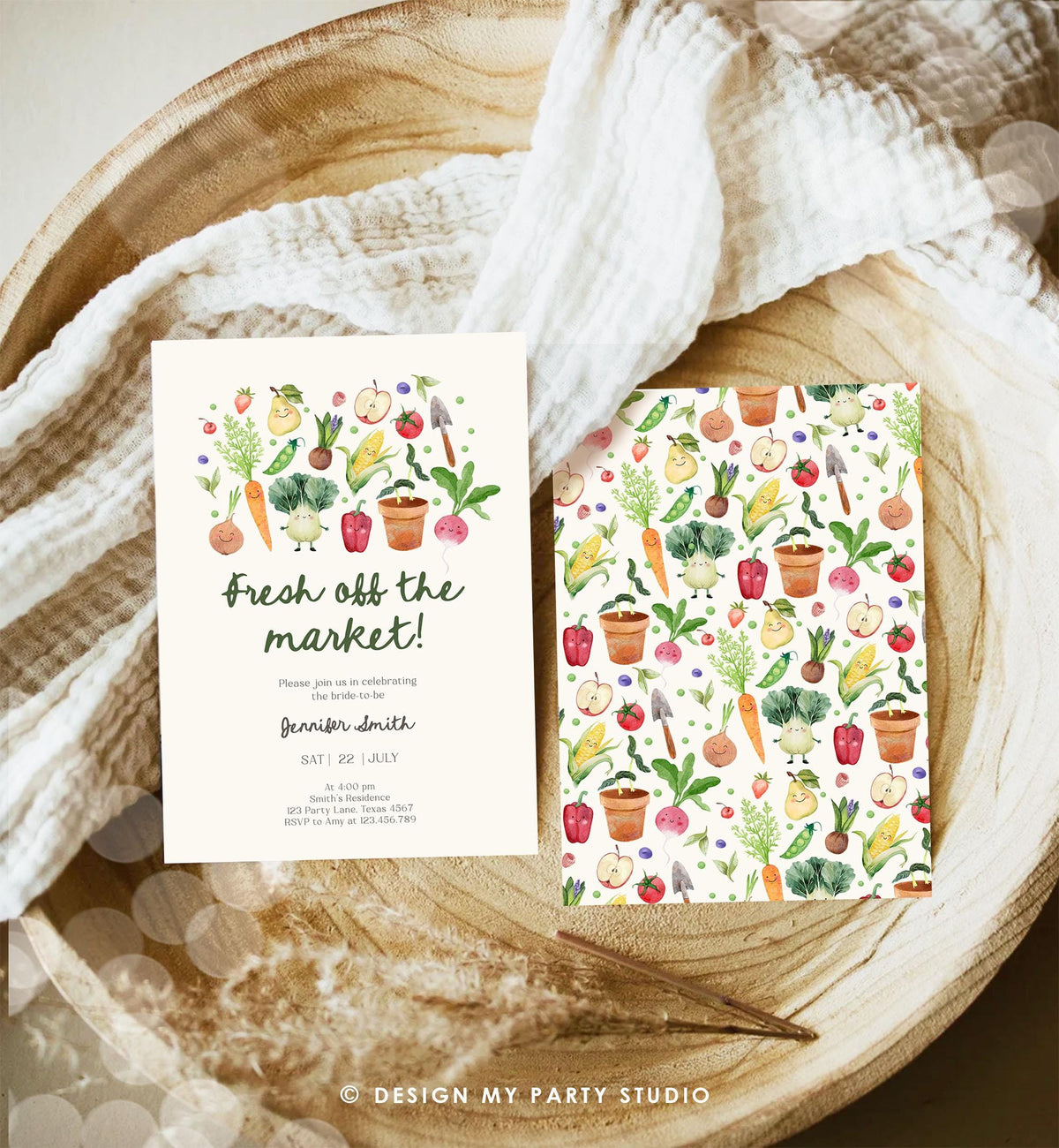 Editable Off The Market Bridal Shower Invitation Farmers Market She&#39;s Off the Market Veggies Digital Download Evite Template Printable 0544