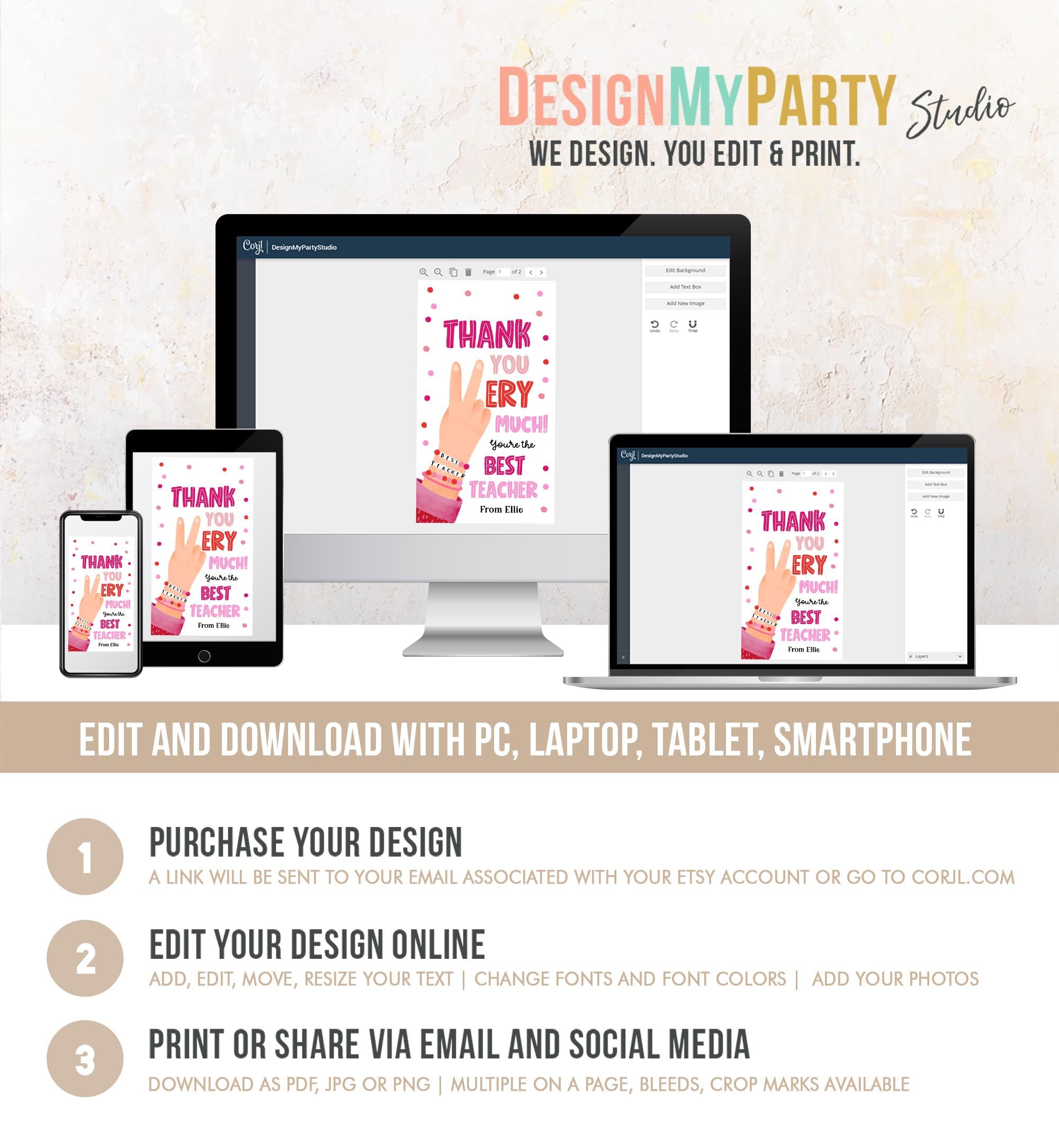 Editable Friendship Bracelet Teacher Appreciation Tag In Our Teacher Classroom School Favor Tag Era Gift Digital Template Printable 0464