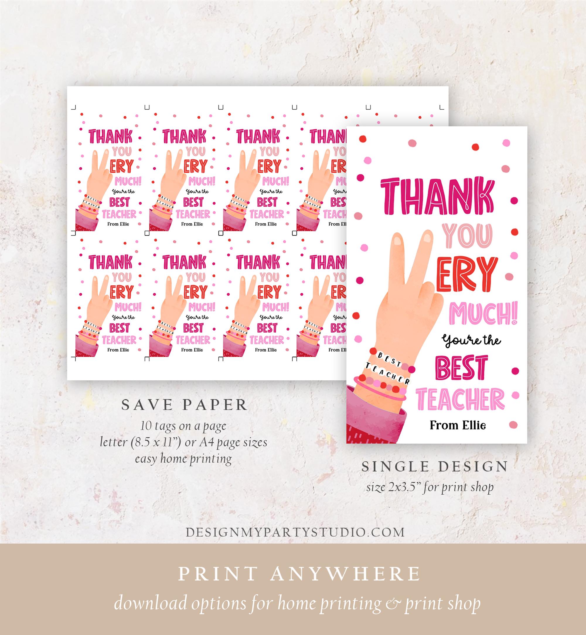 Editable Friendship Bracelet Teacher Appreciation Tag In Our Teacher Classroom School Favor Tag Era Gift Digital Template Printable 0464