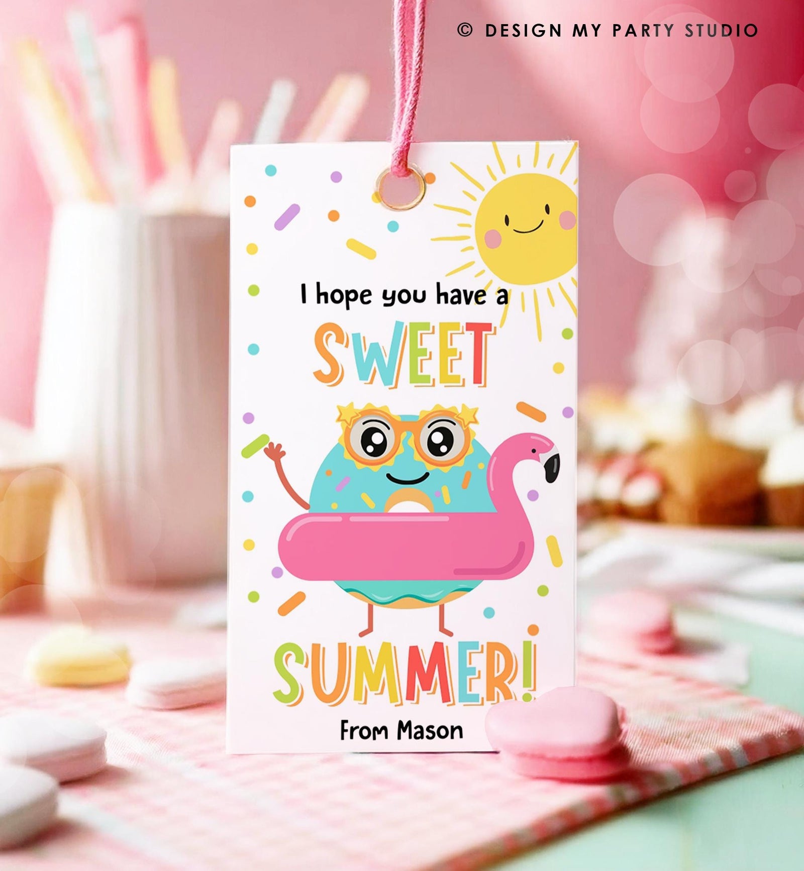 Editable Donut Sweet Summer Teacher Appreciation Tag End of Year Summer Classroom School Favor Tag Gift Digital Template Printable 0464