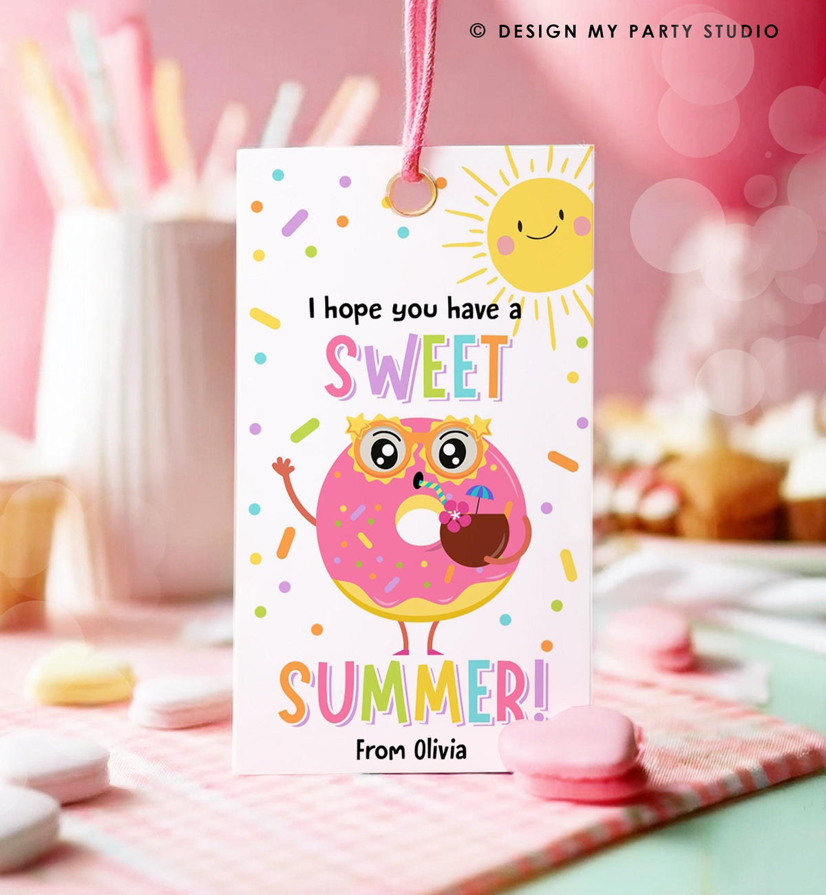 Editable Donut Sweet Summer Teacher Appreciation Tag End of Year Summer Classroom School Favor Tag Gift Digital Template Printable 0464