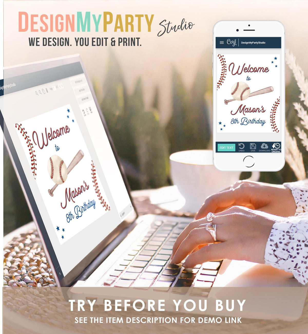 Editable Baseball Birthday Welcome Sign Rookie of The Year Little Snugger First Birthday 1st Digital Download Template Printable 0492