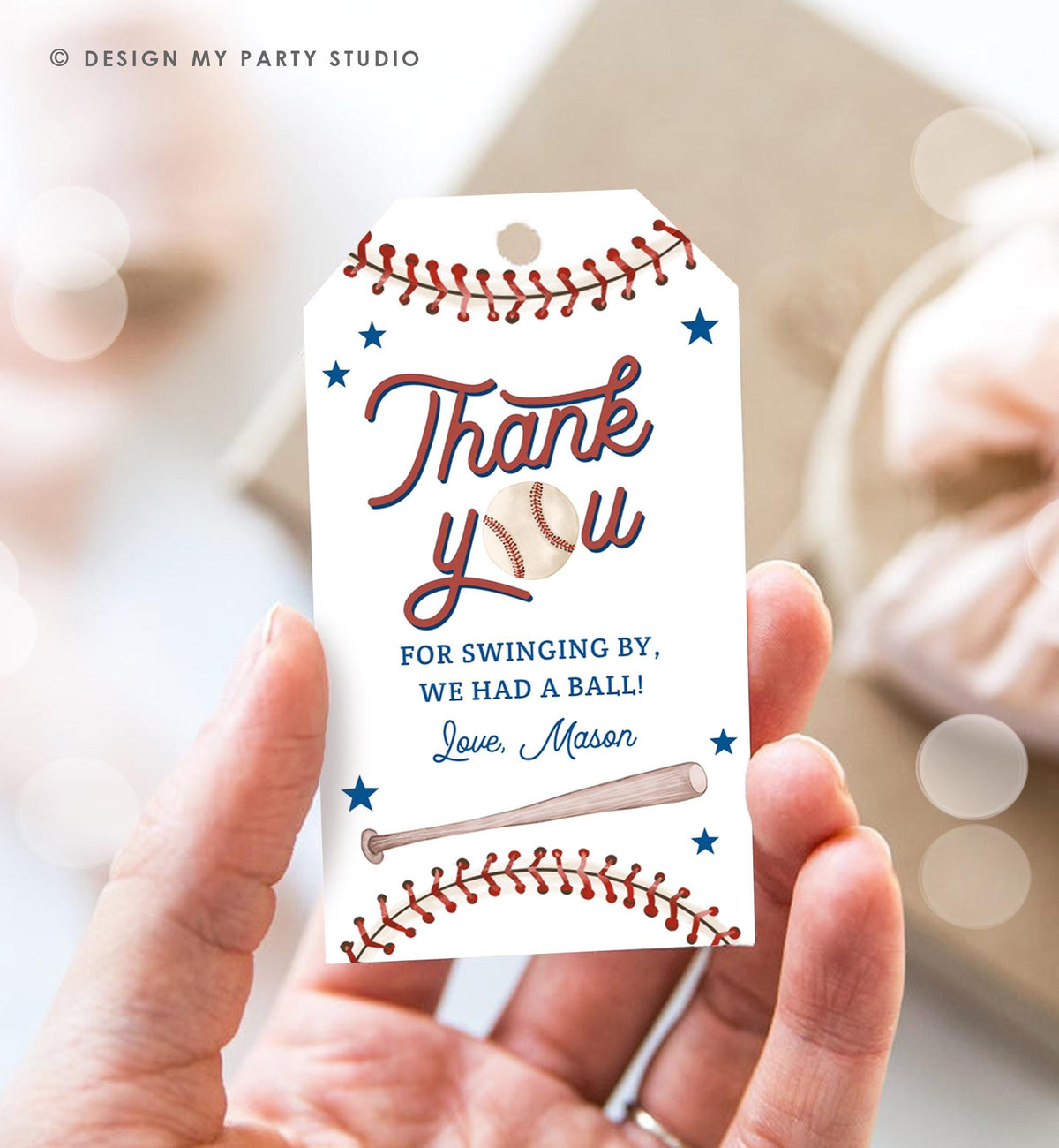 Editable Thank You For Swinging By Baseball Favor Tag Rookie Year Boy Girl Birthday Party Gift Thank You Digital Template Printable 0492