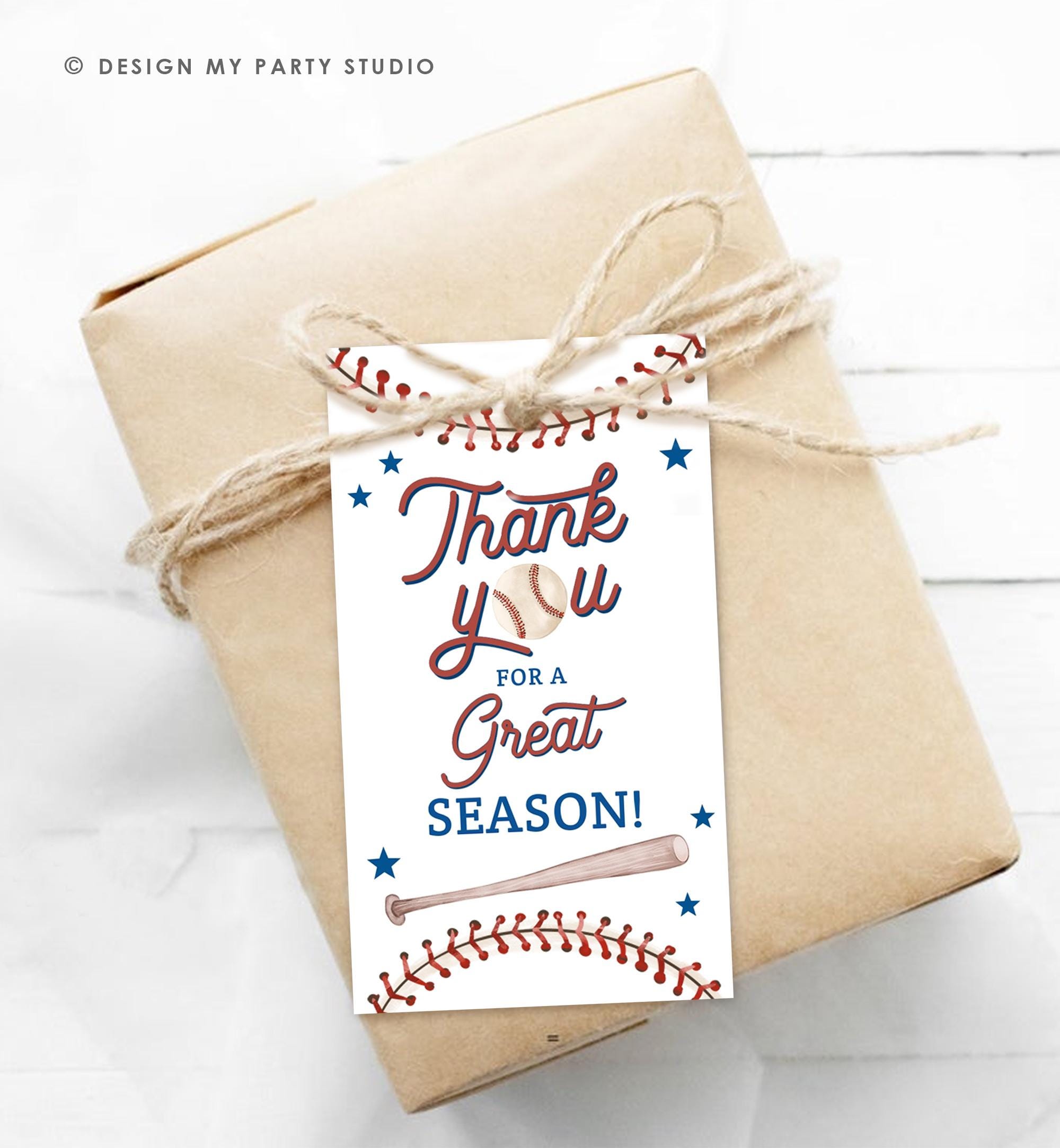 Editable Thank You For A Great Season Baseball Team Favor Tag Rookie Year Boy Girl Gift Goody Good Game Mom Digital Template Printable 0492