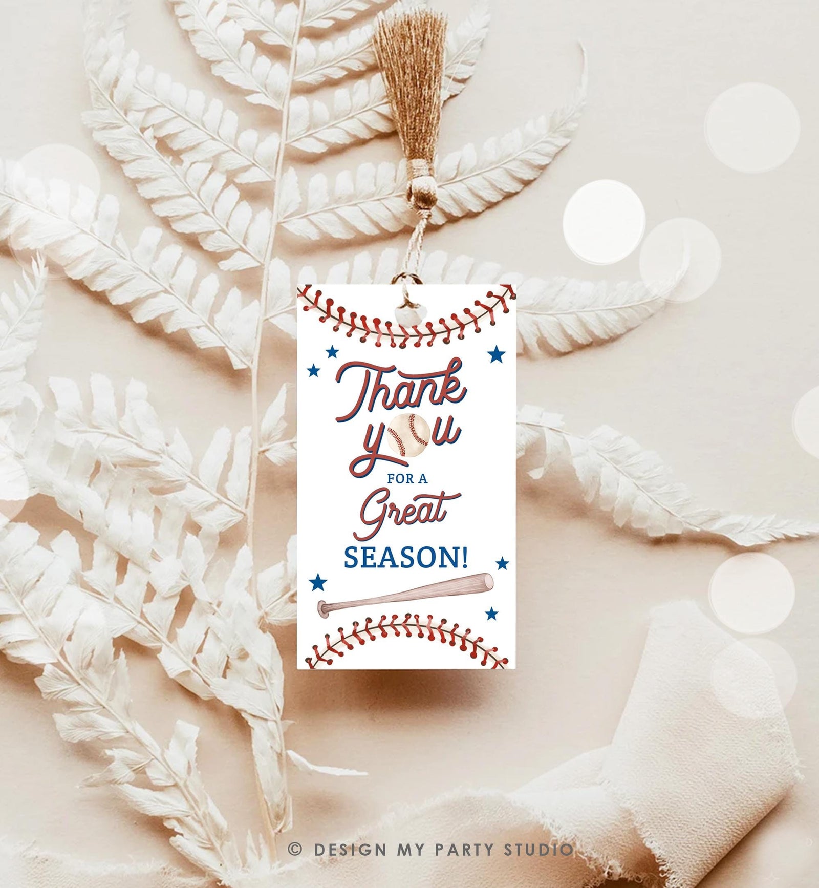 Editable Thank You For A Great Season Baseball Team Favor Tag Rookie Year Boy Girl Gift Goody Good Game Mom Digital Template Printable 0492