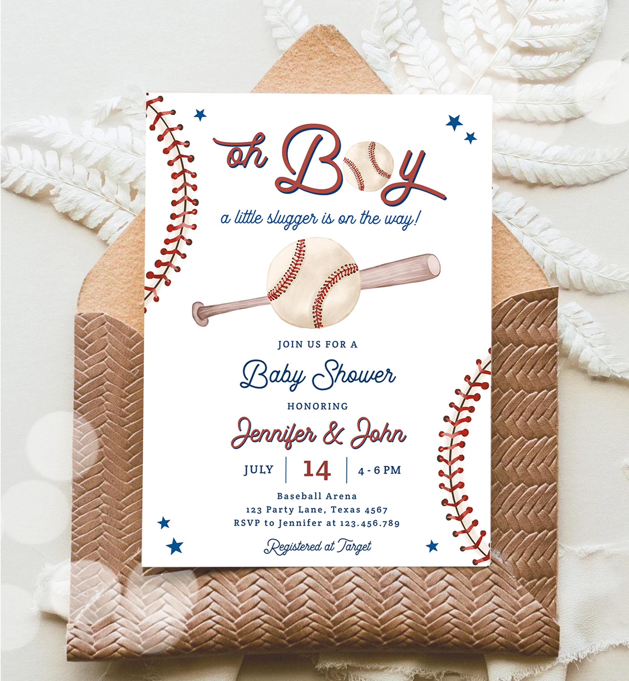 Editable Baseball Baby Shower Invitation Sports Baby Shower Baseball Little Slugger On The Way Digital Download Template Printable 0492