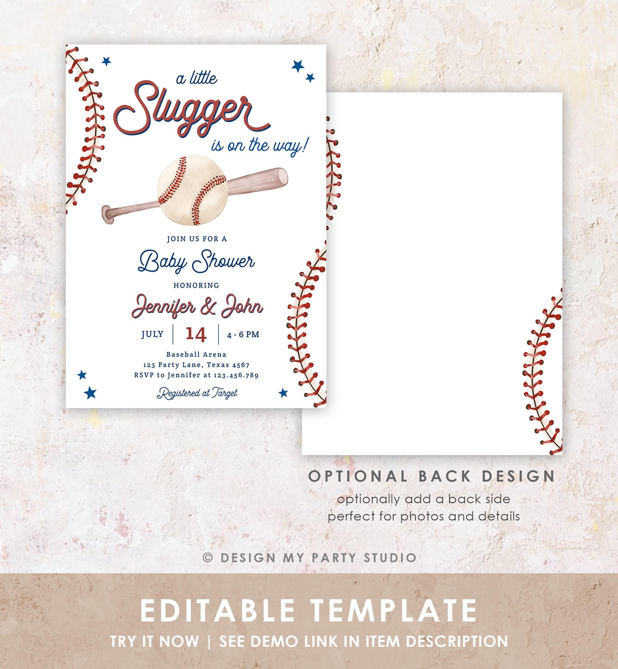 Editable A Little Slugger On The Way Baseball Baby Shower Invitation Sports Baby Shower Baseball Digital Download Template Printable 0492