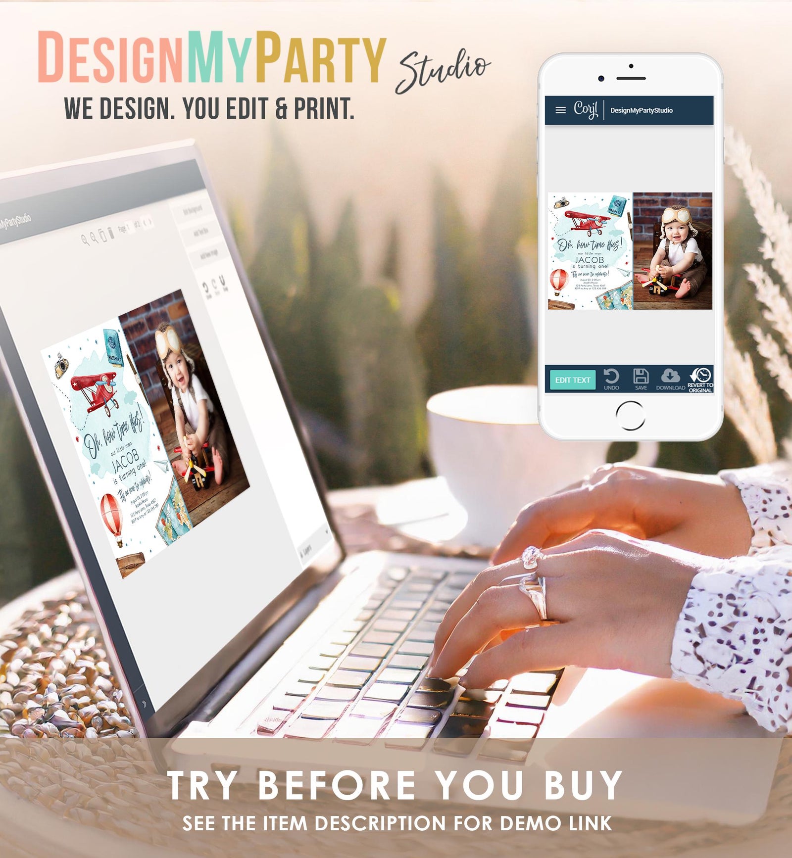 Editable Airplane Birthday Invitation Oh My Time Flies Red Airplane 1st First Travel Adventure Party Digital Evite Template Printable 0468