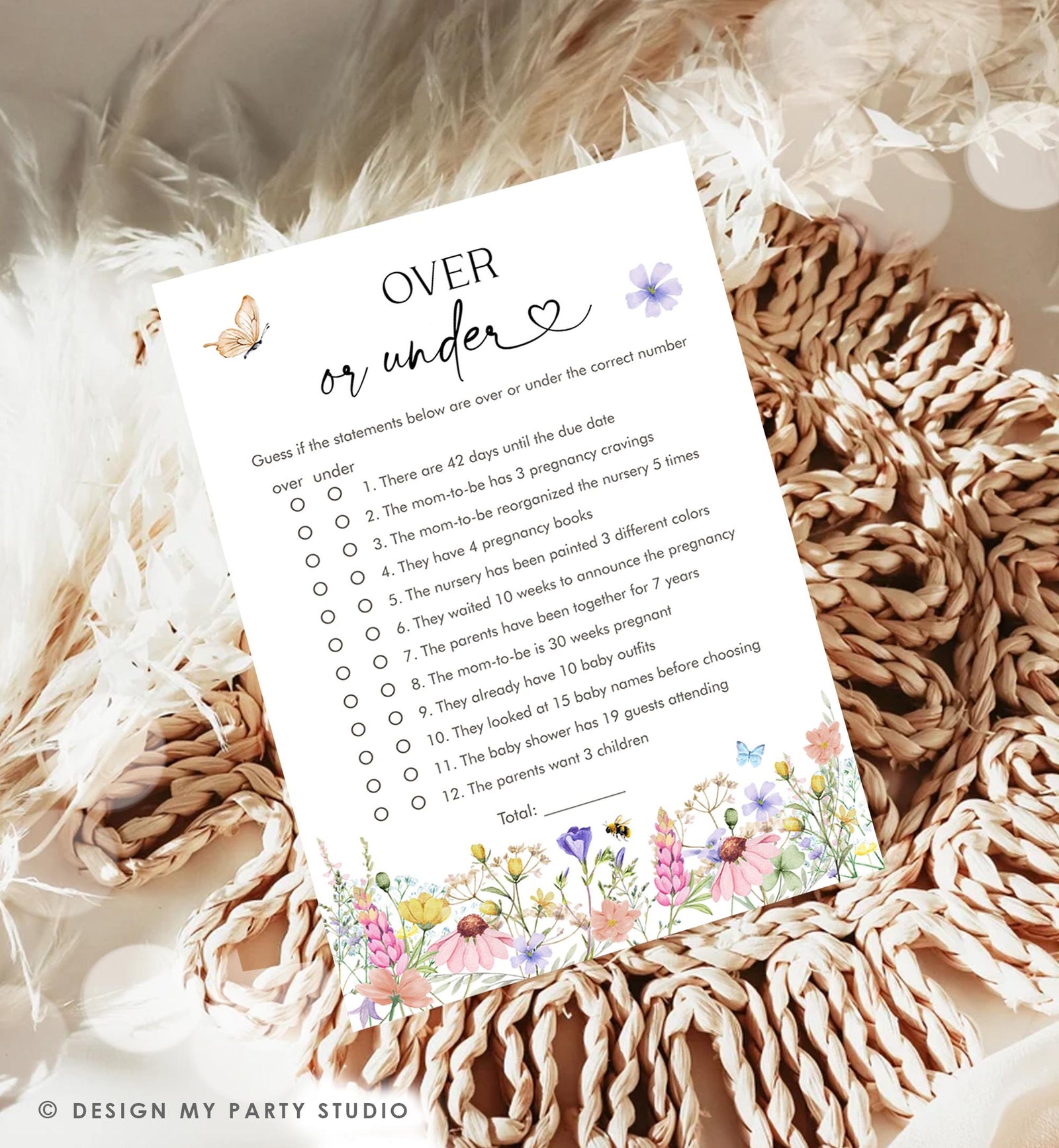 Editable Wildflowers Baby Shower Games Bundle Baby in Bloom Wild Flower Couples Shower Butterflies Digital Download Template Printable 0543
