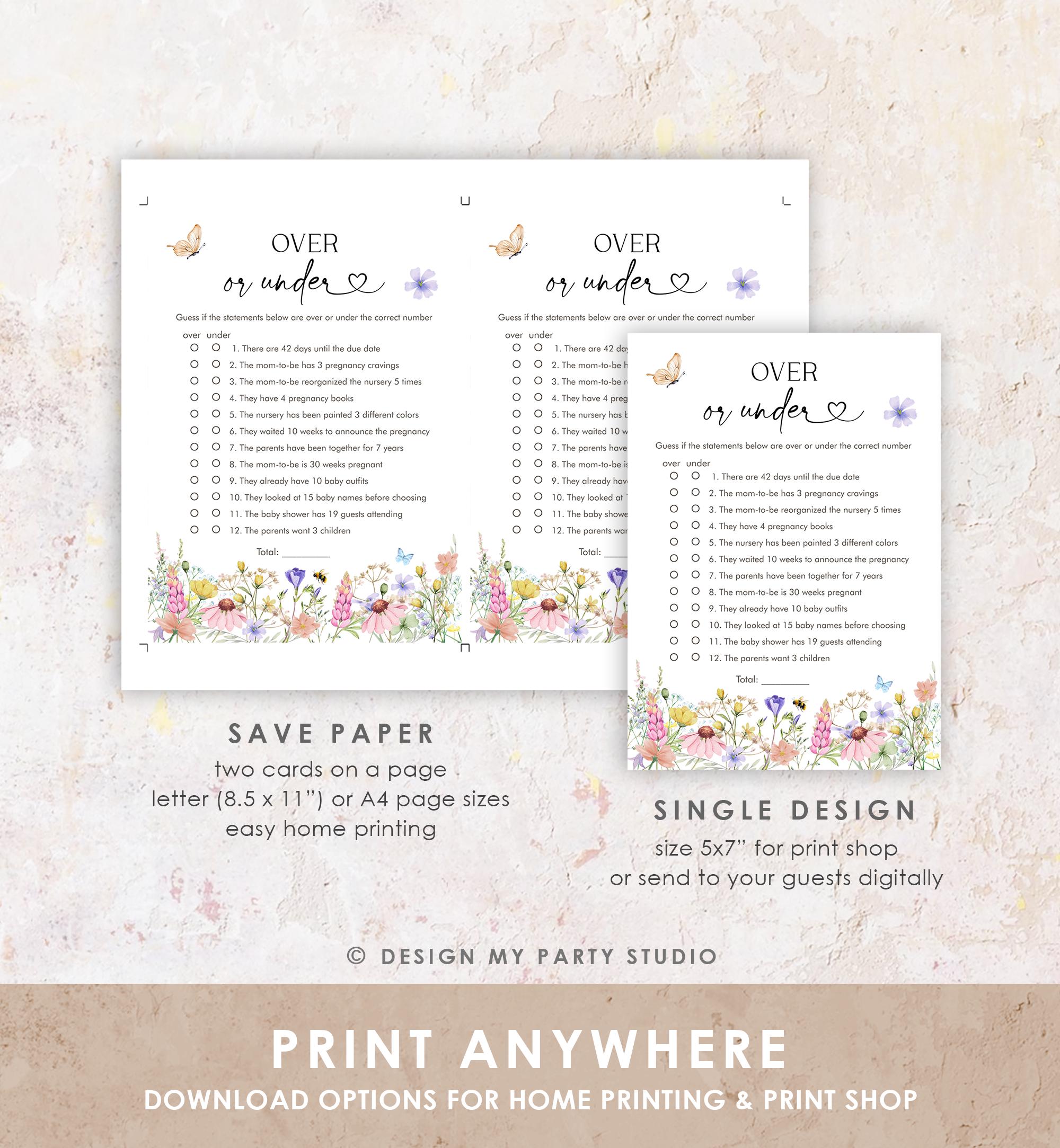 Editable Wildflowers Baby Shower Games Bundle Baby in Bloom Wild Flower Couples Shower Butterflies Digital Download Template Printable 0543
