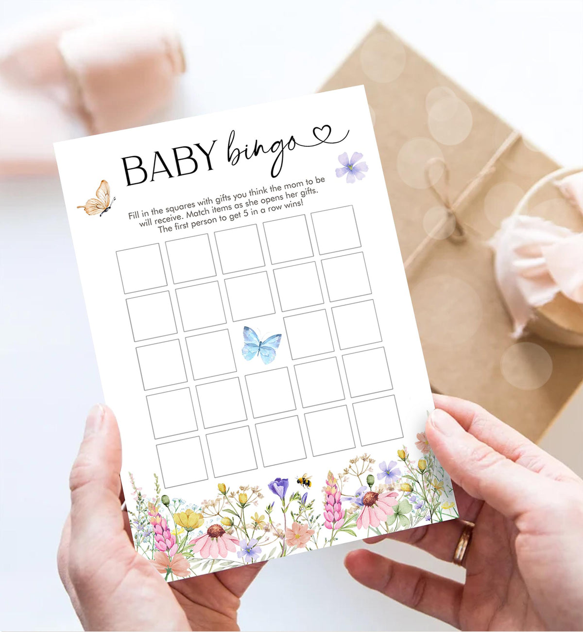 Editable Wildflowers Baby Shower Games Bundle Baby in Bloom Wild Flower Couples Shower Butterflies Digital Download Template Printable 0543