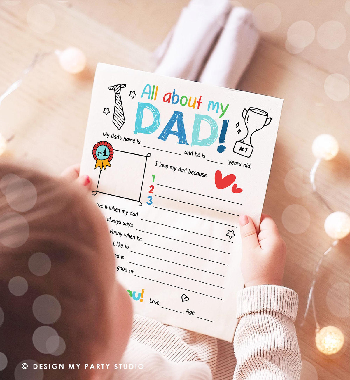 All About My Dad Fathers Day Gift Father's Day Craft Card for Dad Father's Day Activity Fill In DIY Instant Download Digital Printable 0548