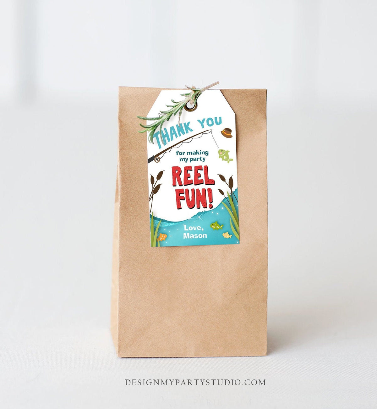 Editable Reel Fun Fishing Favor Tag Fishing Birthday Thank You Tag Gone Fishing Party Fish Reeling Big One Boy Template Corjl Printable 0080