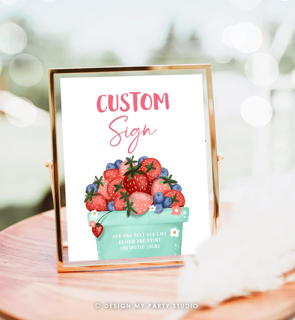 Editable Custom Sign Berry First Birthday Sign Berry Sweet Party Decor Girl Strawberries Blueberry Market Digital Download Printable 0506