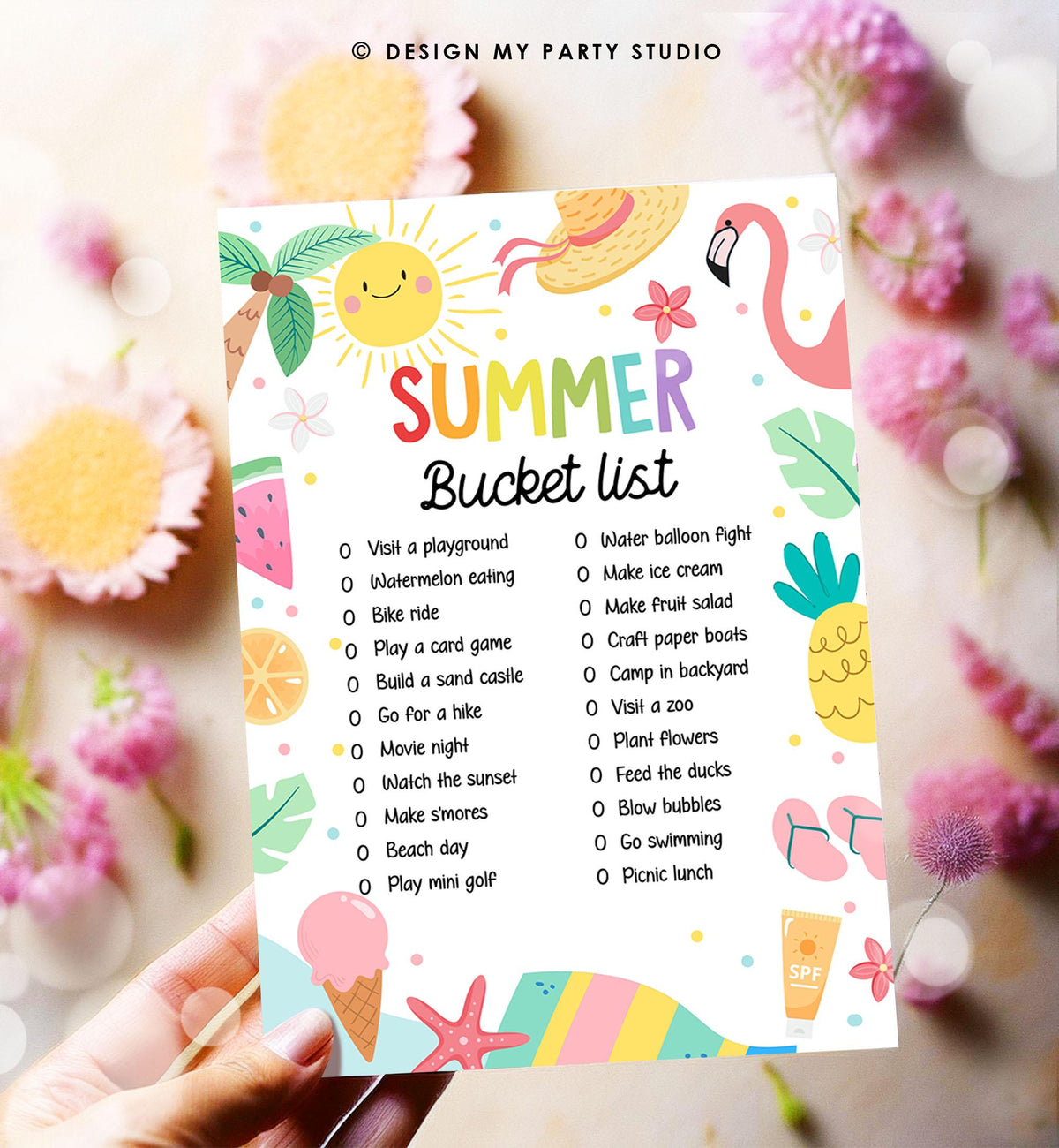 Editable Summer Bucket List Countdown Summer Activity List Family Planner Checklist Summer Break Instant Digital Download Printable 0549