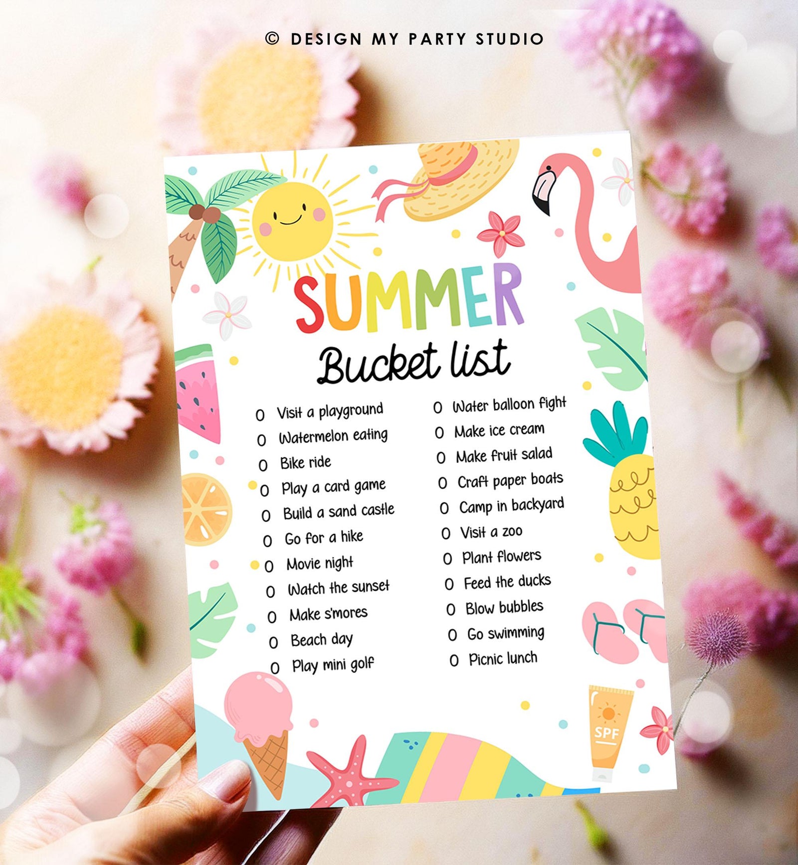 Editable Summer Bucket List Countdown Summer Activity List Family Planner Checklist Summer Break Instant Digital Download Printable 0549