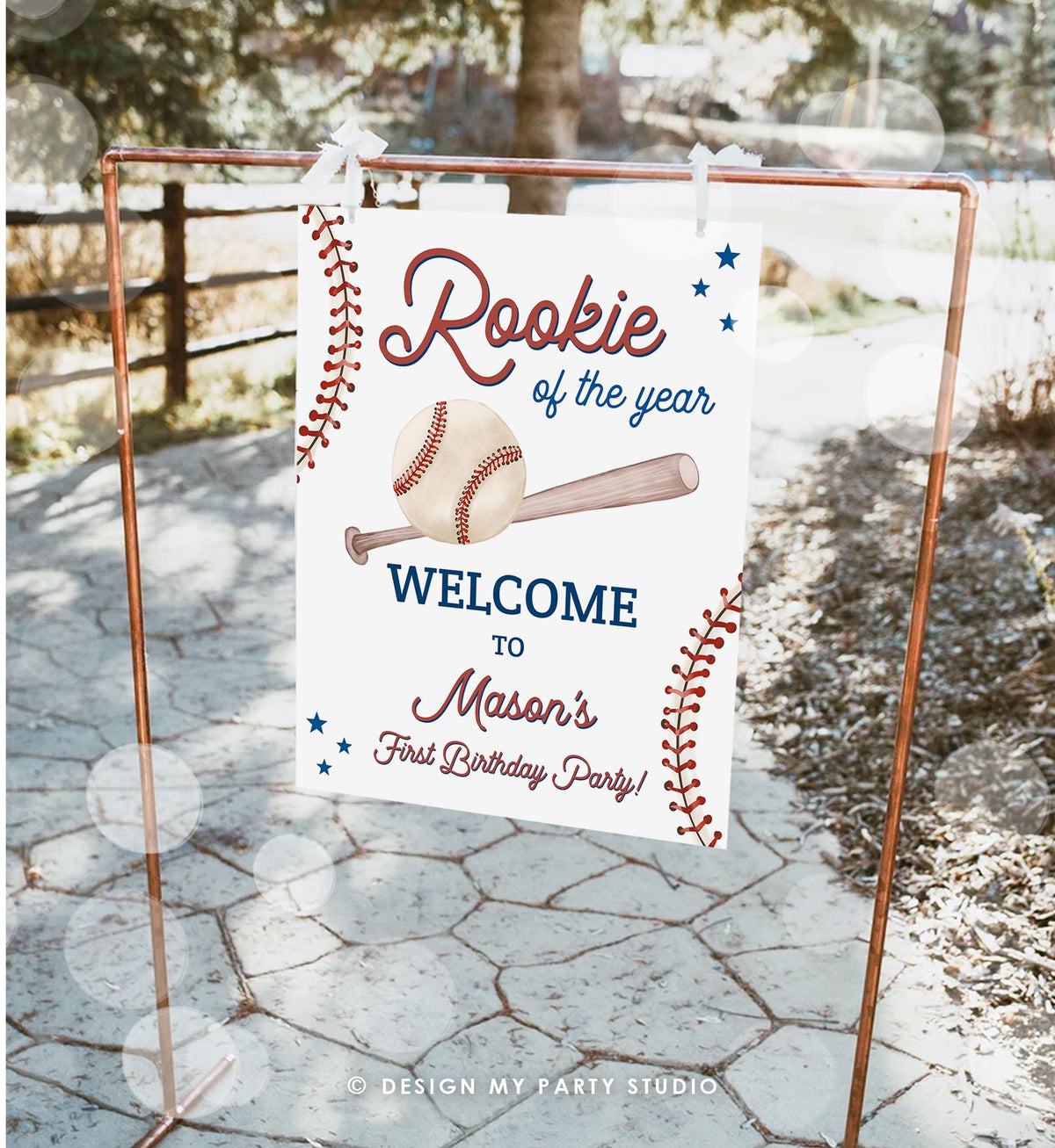 Editable Baseball Birthday Welcome Sign Rookie of The Year Little Snugger First Birthday 1st Digital Download Template Printable 0492