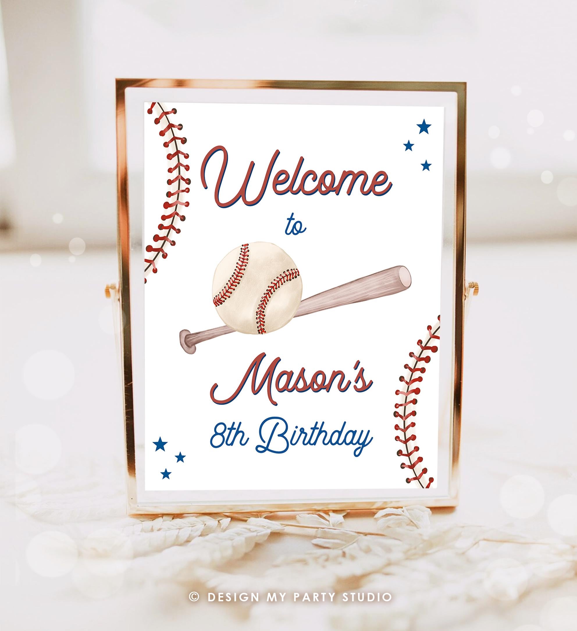 Editable Baseball Birthday Welcome Sign Rookie of The Year Little Snugger First Birthday 1st Digital Download Template Printable 0492