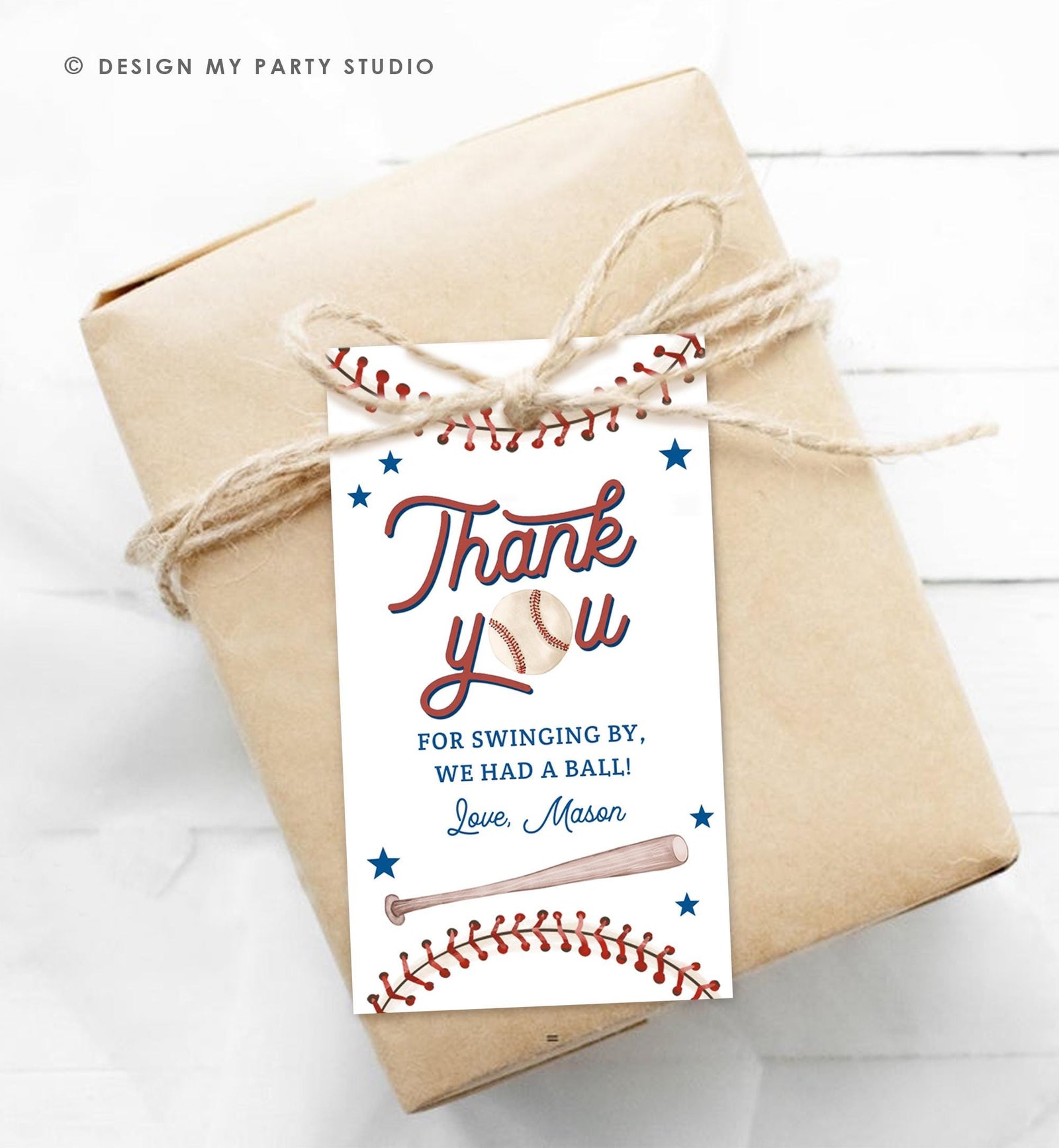 Editable Thank You For Swinging By Baseball Favor Tag Rookie Year Boy Girl Birthday Party Gift Thank You Digital Template Printable 0492
