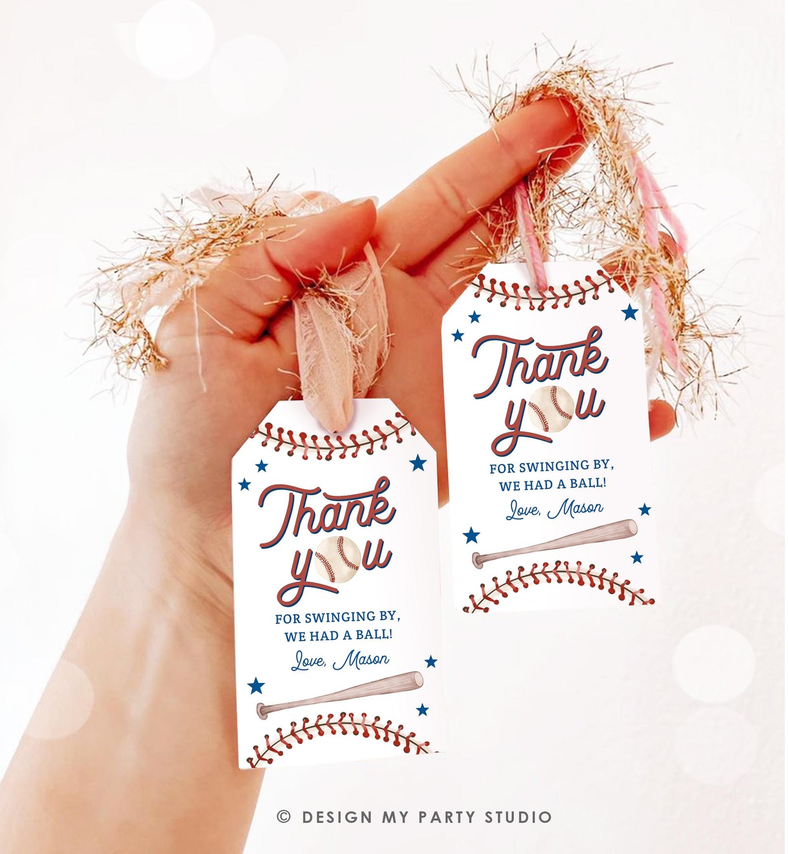 Editable Thank You For Swinging By Baseball Favor Tag Rookie Year Boy Girl Birthday Party Gift Thank You Digital Template Printable 0492