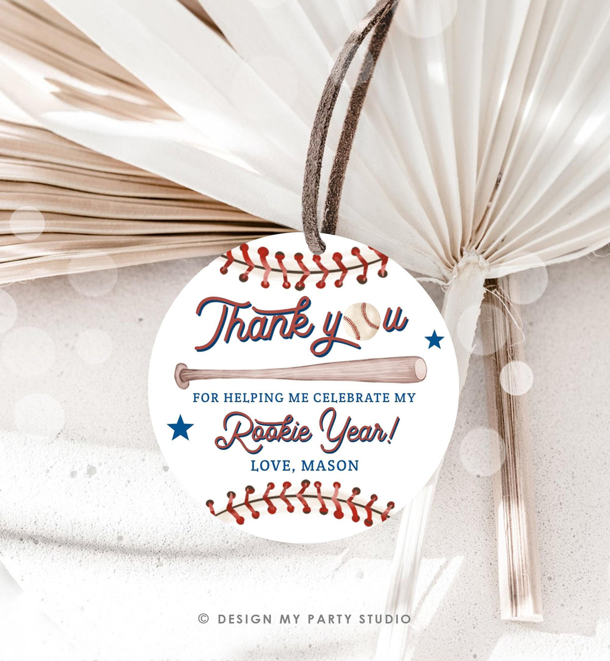 Editable Rookie Year Baseball Favor Tag Thank You For Swinging By Boy Girl Birthday Party Gift Sticker Note Digital Template Printable 0492