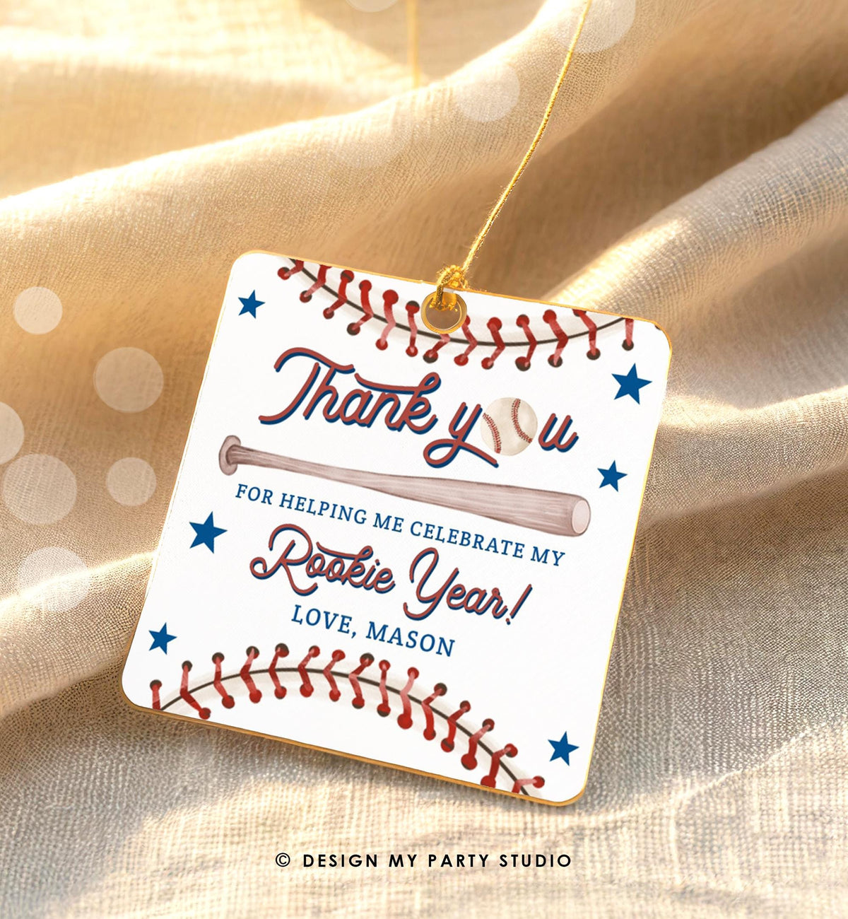 Editable Rookie Year Baseball Favor Tag Thank You For Swinging By Boy Girl Birthday Party Gift Sticker Note Digital Template Printable 0492
