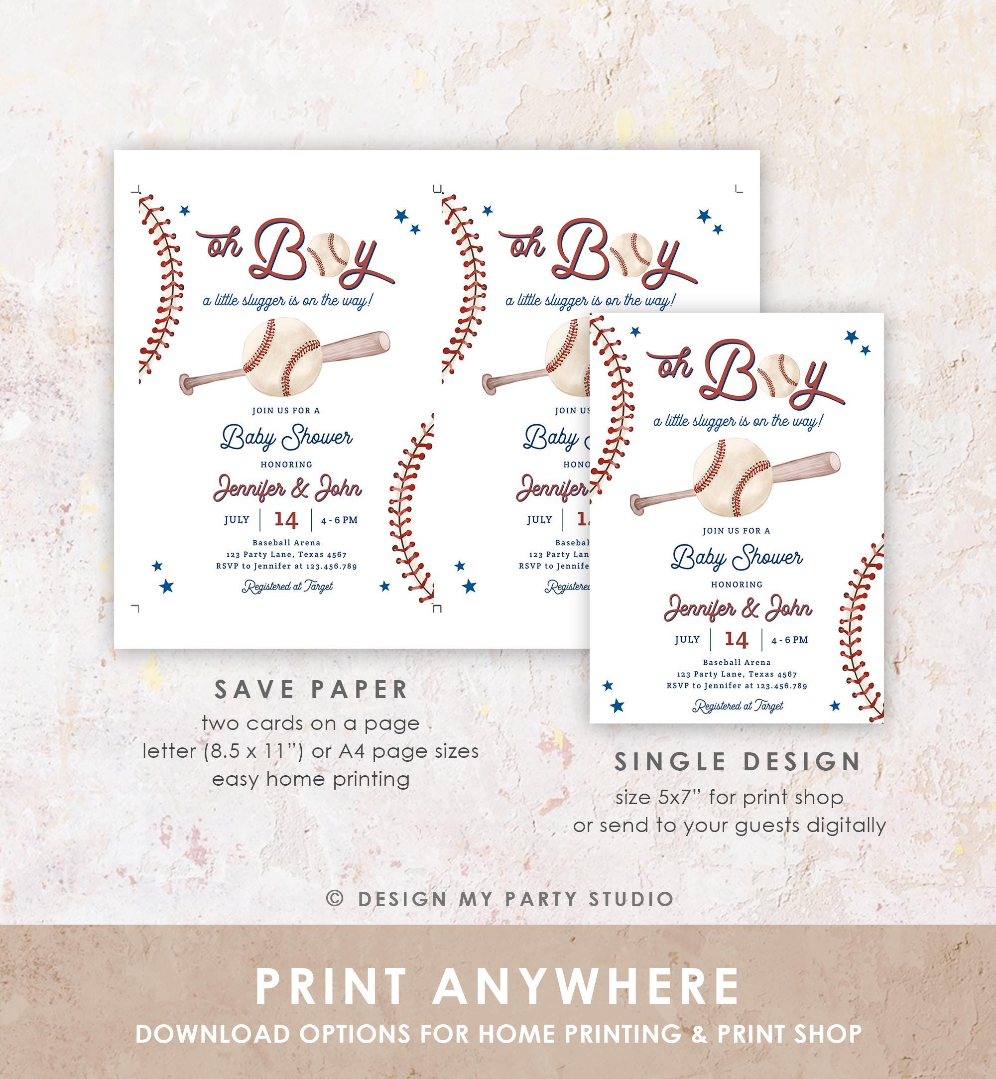 Editable Baseball Baby Shower Invitation Sports Baby Shower Baseball Little Slugger On The Way Digital Download Template Printable 0492