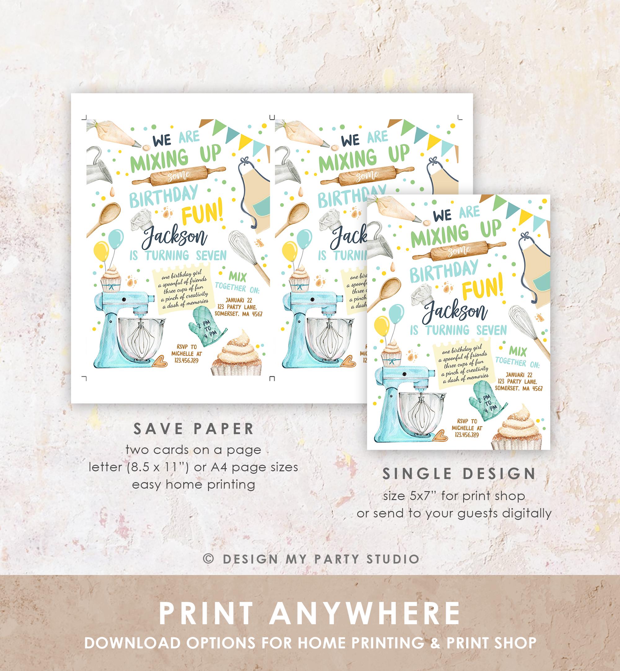 Editable Baking Birthday Party Invitation Kids Cooking Birthday Boy Little Chef Party Kitchen Cupcakes Digital Evite Template Printable 0364