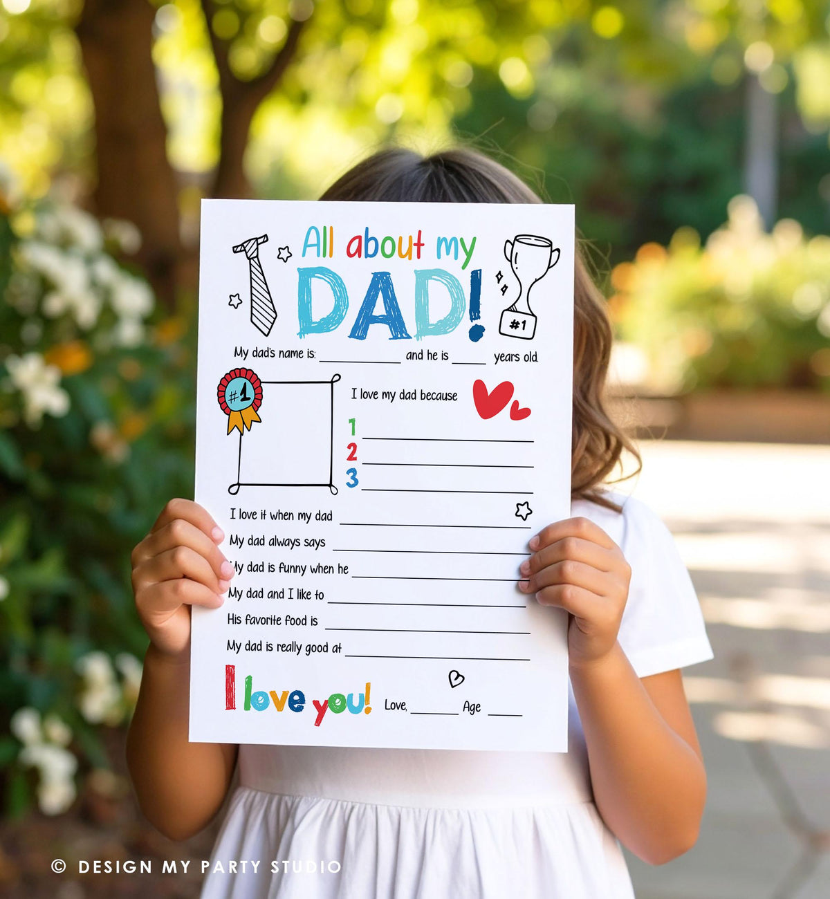 All About My Dad Fathers Day Gift Father's Day Craft Card for Dad Father's Day Activity Fill In DIY Instant Download Digital Printable 0548