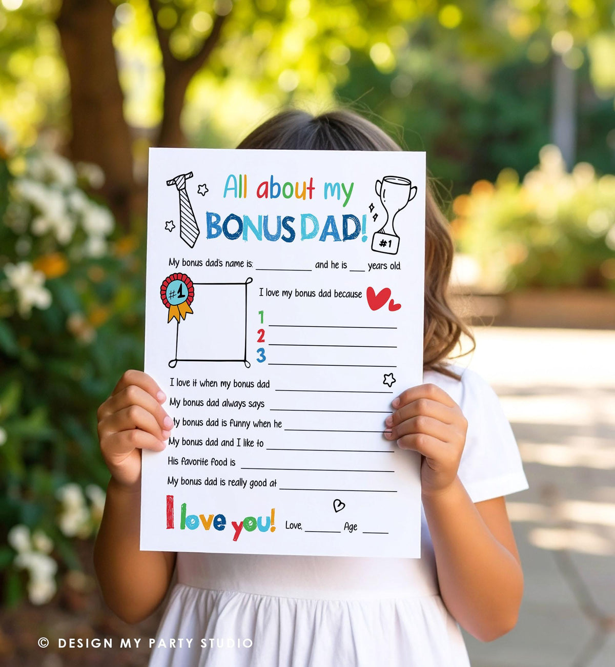 All About My Bonus Dad Fathers Day Gift Father's Day Craft Card for Bonus Dad Father's Day Fill In Instant Download Digital Printable 0548