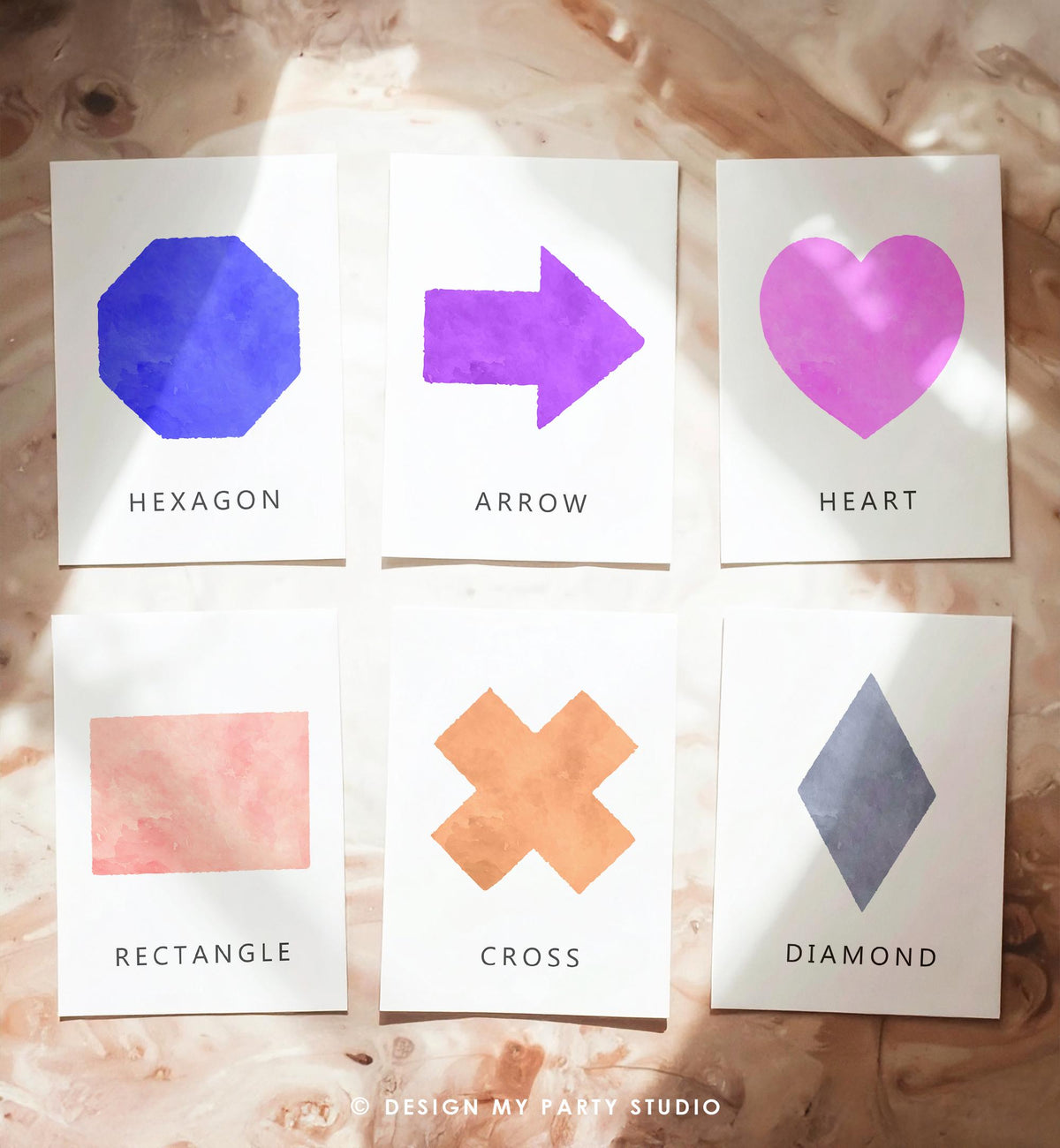 12 Shapes Flash Cards Counting Educational Flashcards Rainbow Colors Montessori Classroom Geometric Decor Digital Download Printable 0550