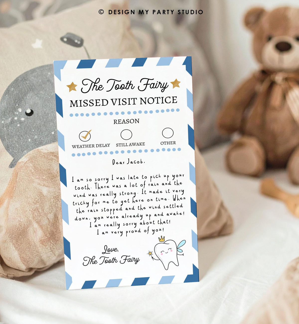 Editable Tooth Fairy Apology Note Official Fairy Note Missed Visit Notice Forgot to Come Kids Fairy Letter Digital Template Printable 0526