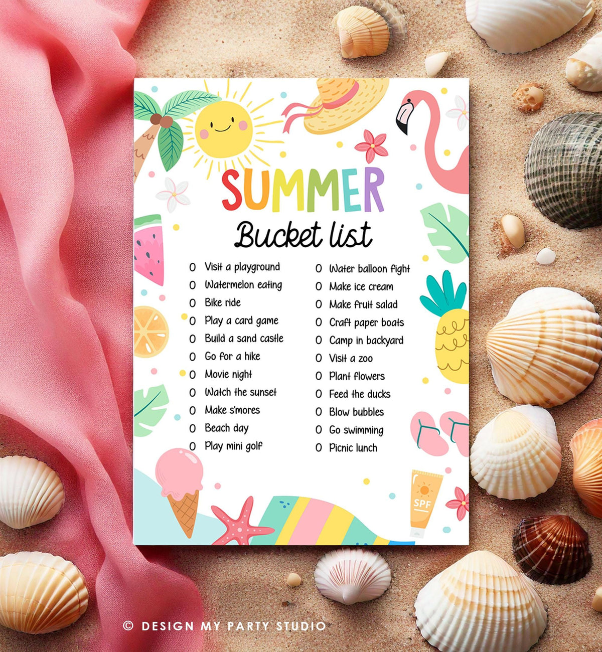 Editable Summer Bucket List Countdown Summer Activity List Family Planner Checklist Summer Break Instant Digital Download Printable 0549