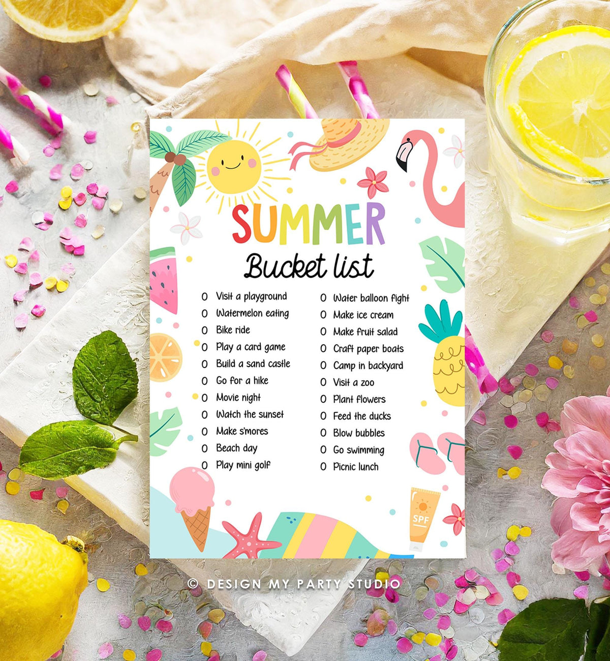 Editable Summer Bucket List Countdown Summer Activity List Family Planner Checklist Summer Break Instant Digital Download Printable 0549