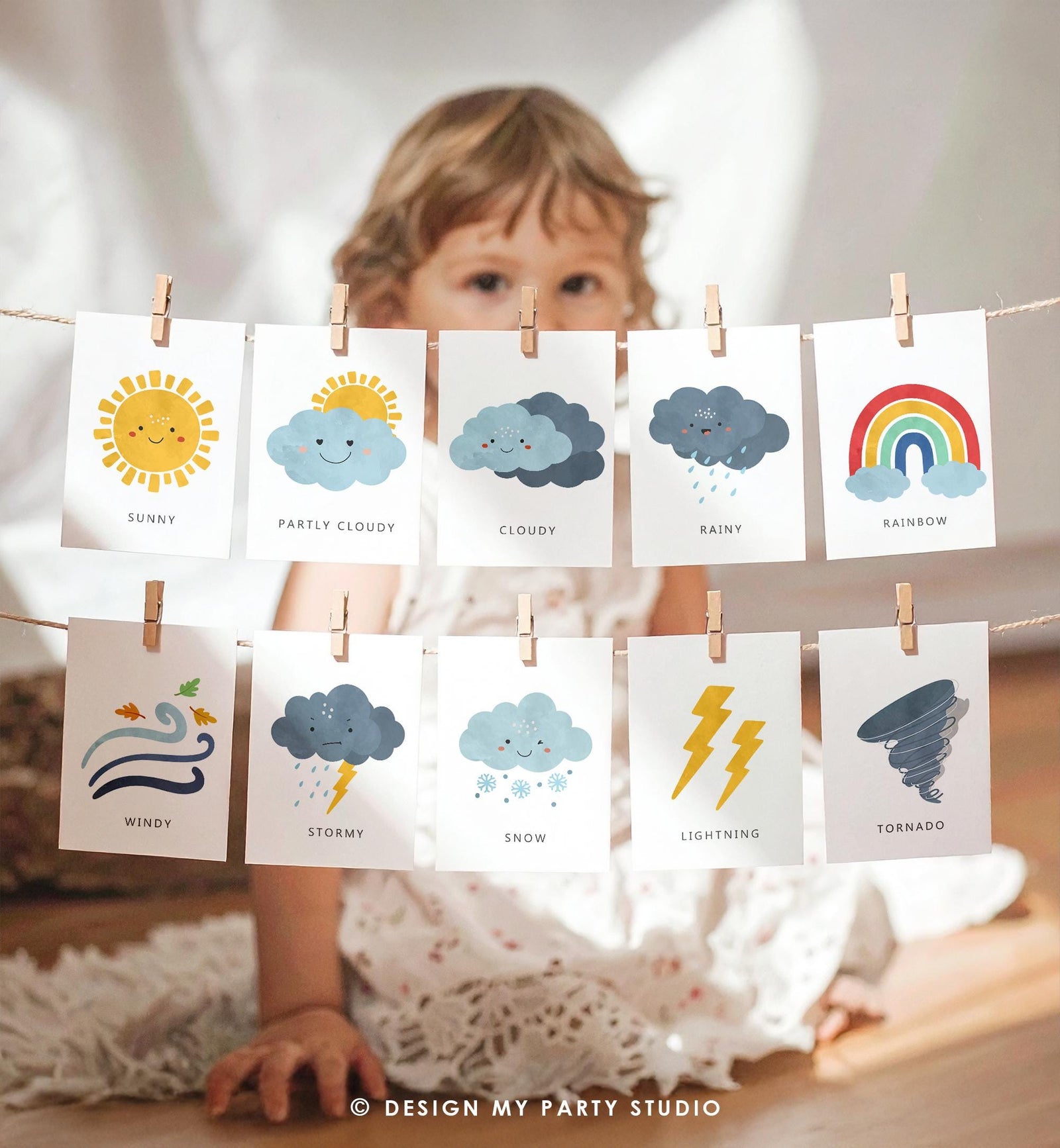 16 Weather Flash Cards Educational Flashcards Forecast Graph Rainbow Colors Montessori Classroom Decor Digital Download Printable 0550