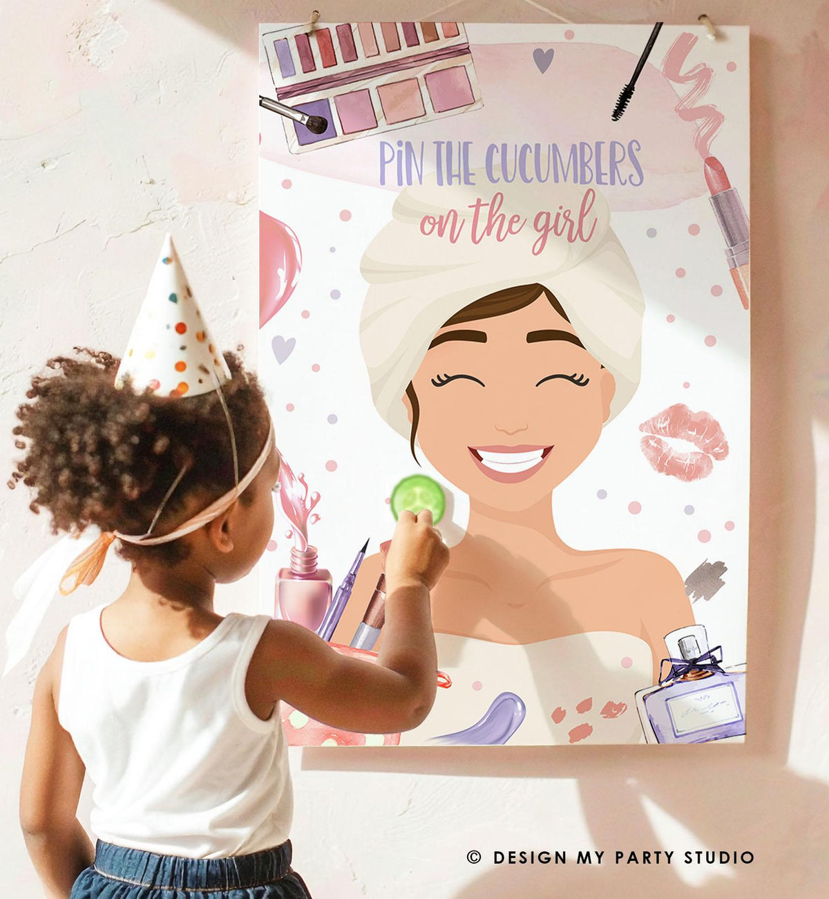 Pin the Cucumbers on The Girl Spa Party Game Spa Birthday Game Glitters and Glamour Makeup Activity Instant Download Printable Digital 0420