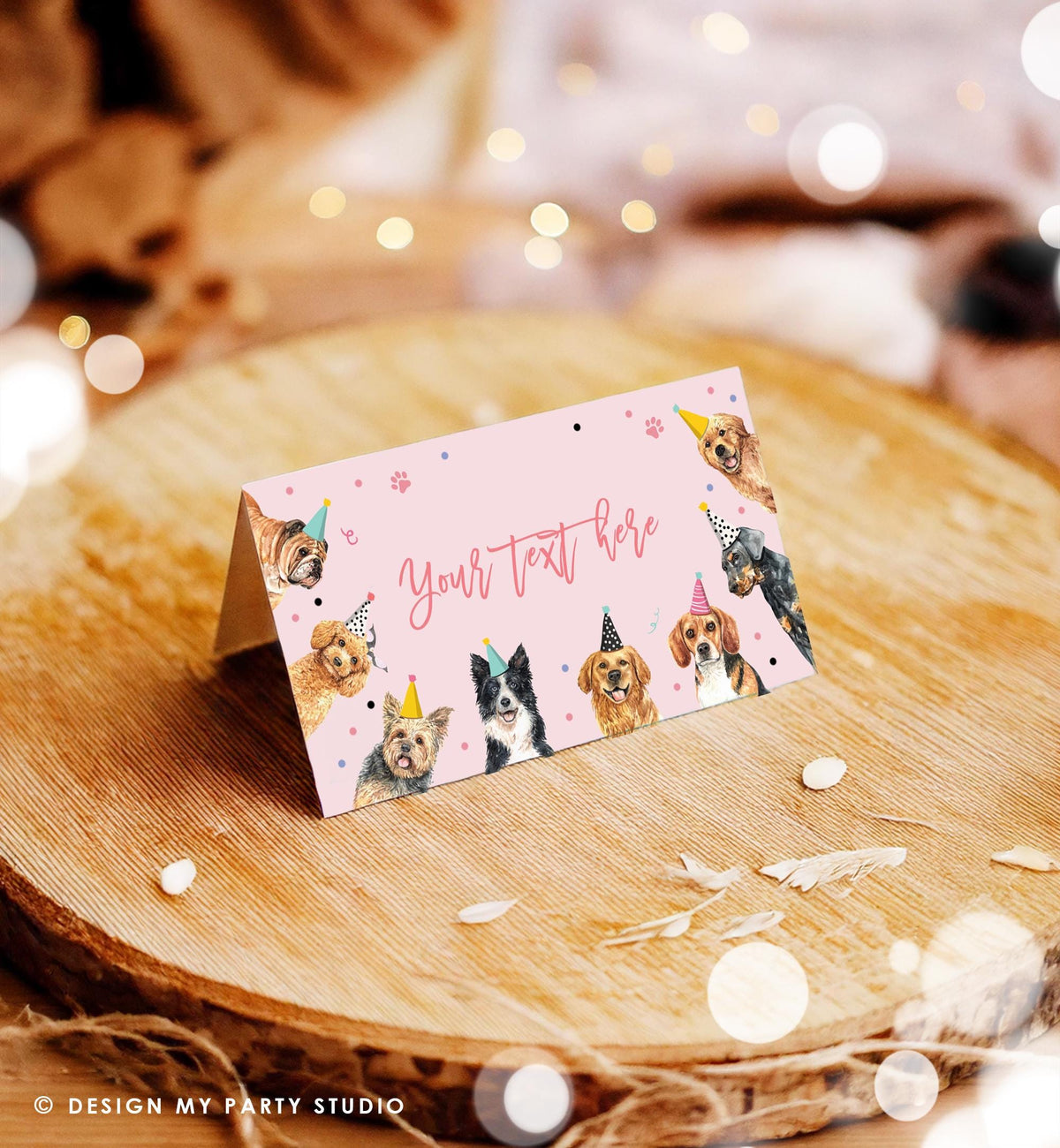 Editable Dog Food Label Dog Birthday Place Card Tent Insert Card Puppy Party Pet Vet Doggy Shelter Girl Digital Template Printable 0384