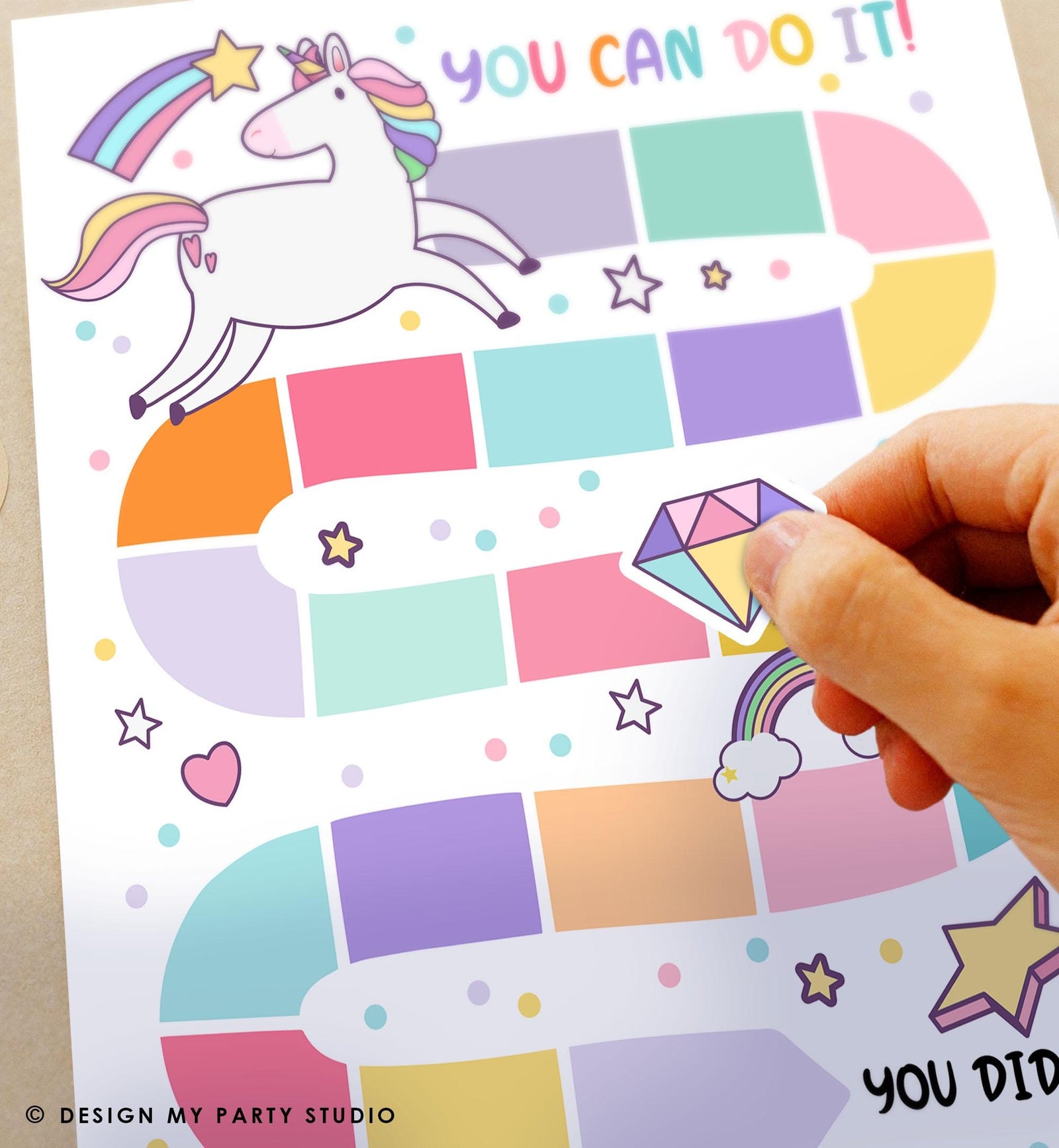 Unicorn Reward Chart Sticker Chart for Kids Behavior Chart Toddler Routine Potty Training To Do Girl Printable Digital Instant Download 0551